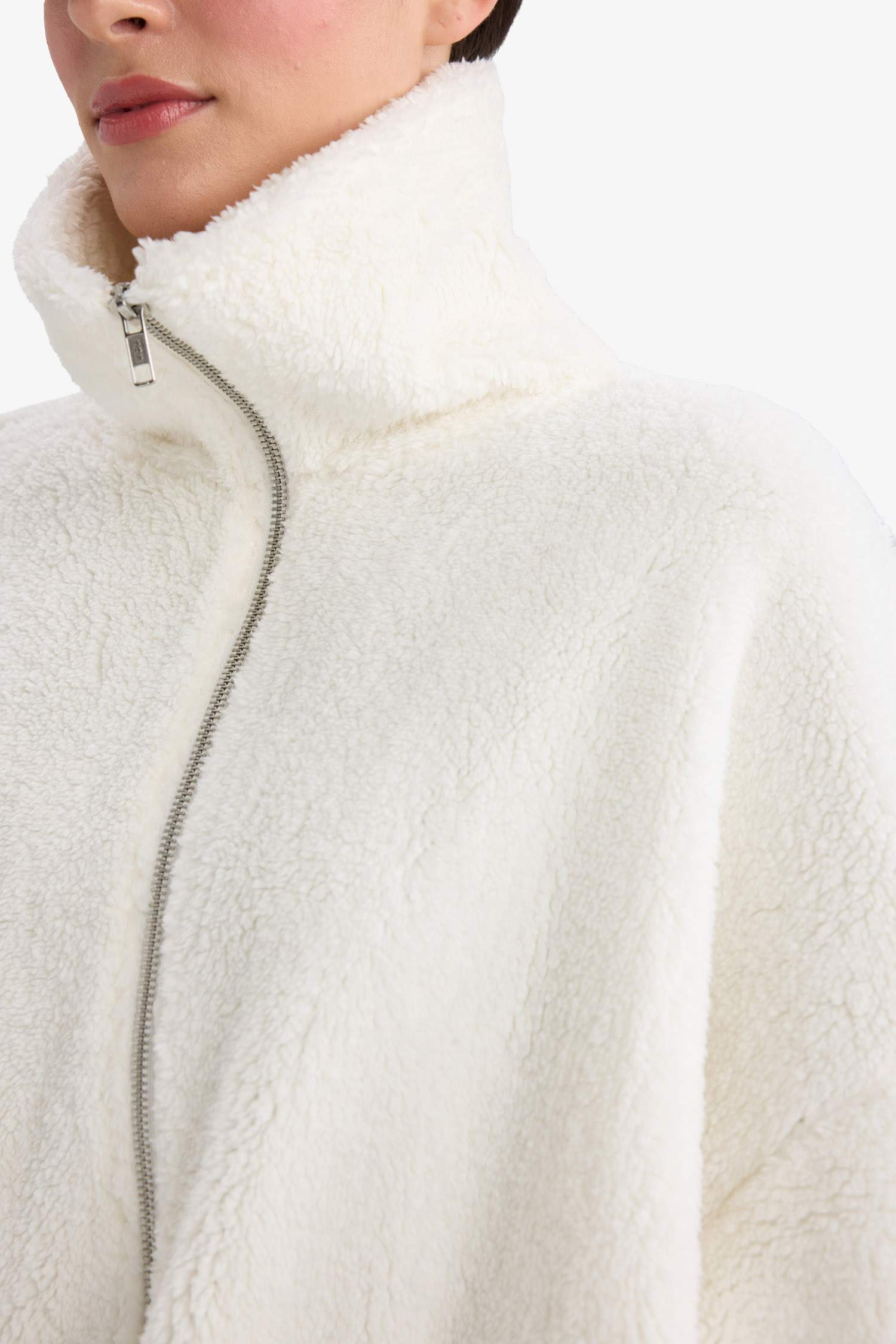 Oversize Fit Polo Neck Welsoft Plush Sweatshirt