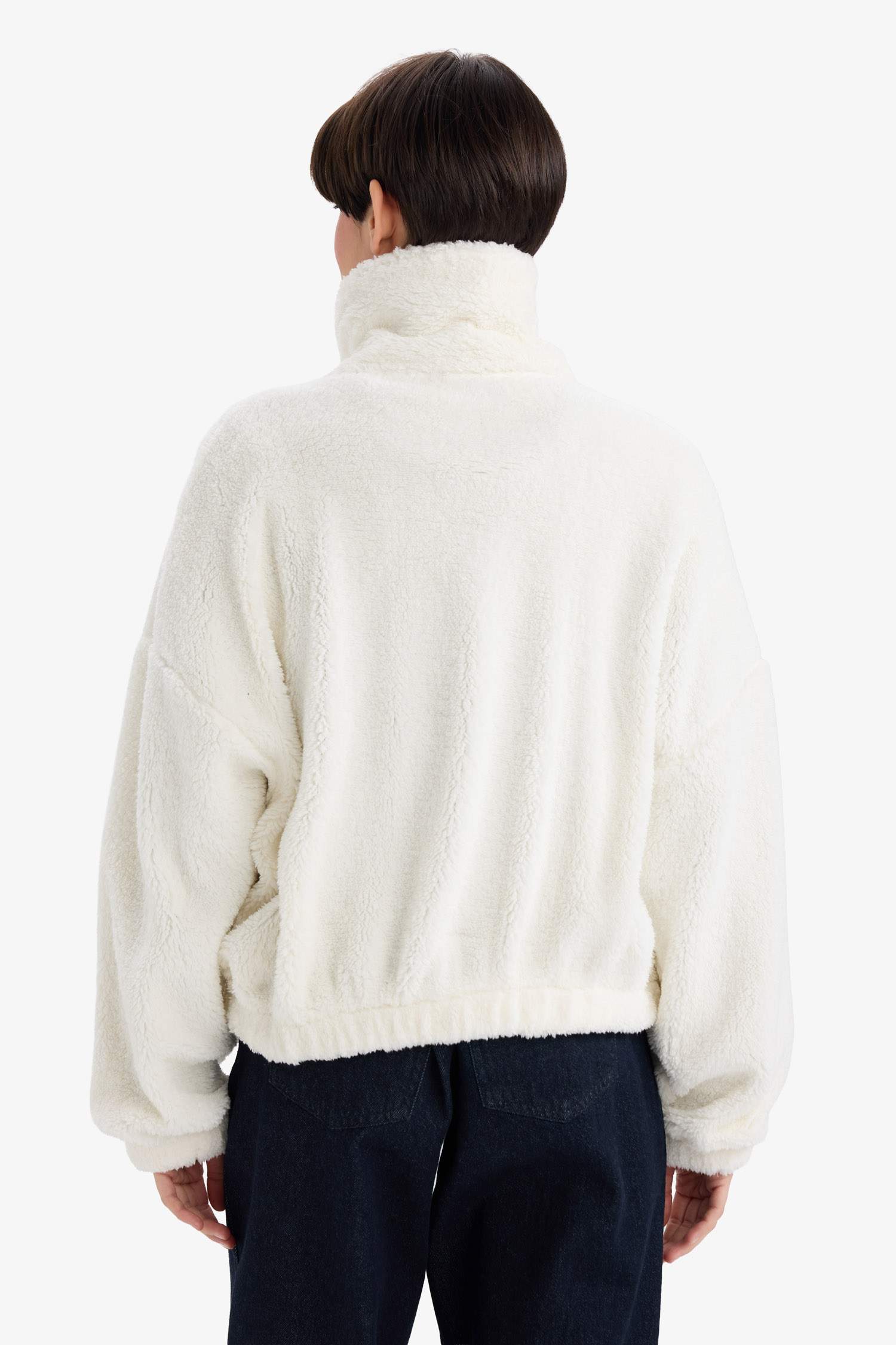 Oversize Fit Polo Neck Welsoft Plush Sweatshirt