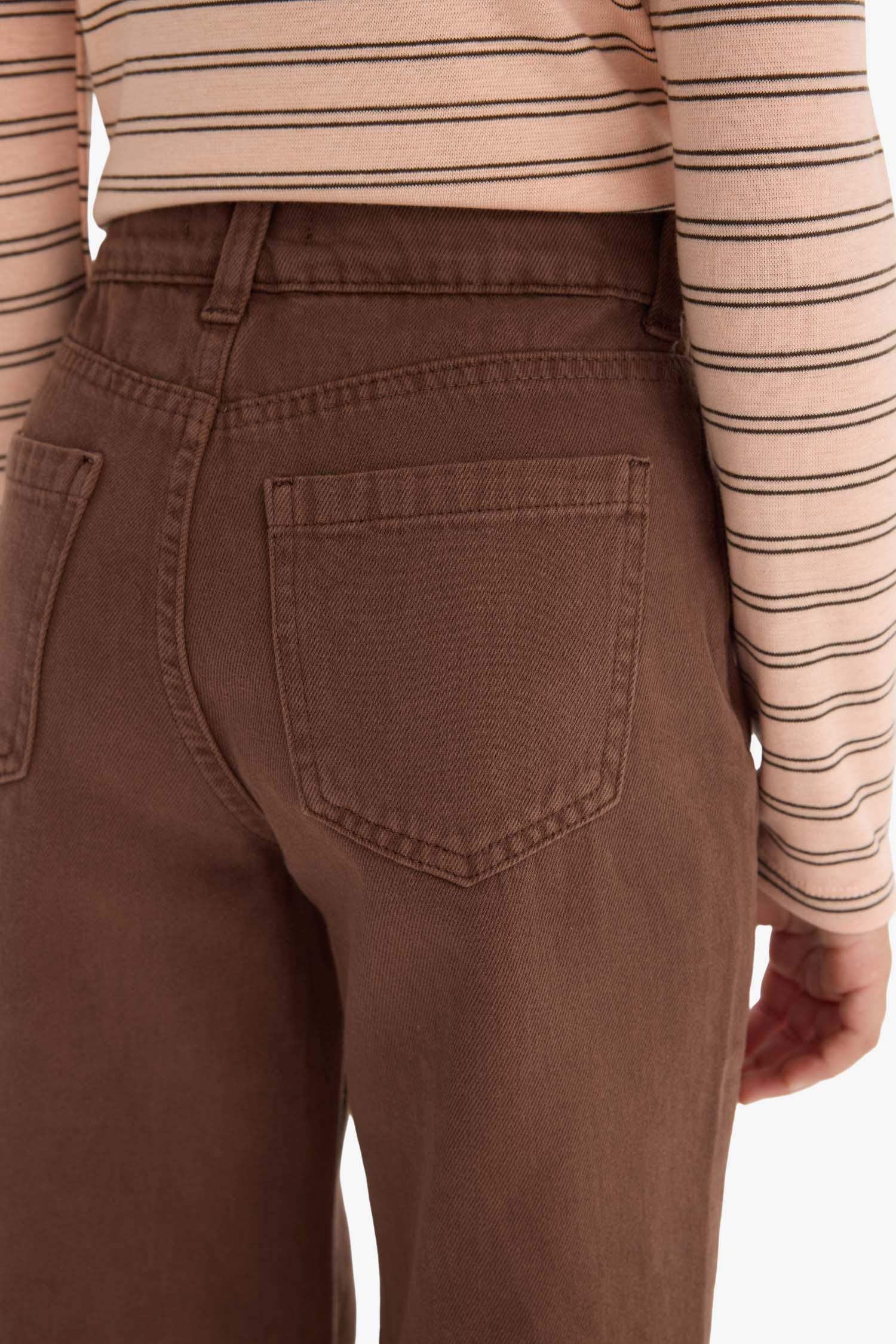 بنطلون بناتي وايد ليج جبردين برجل واسع