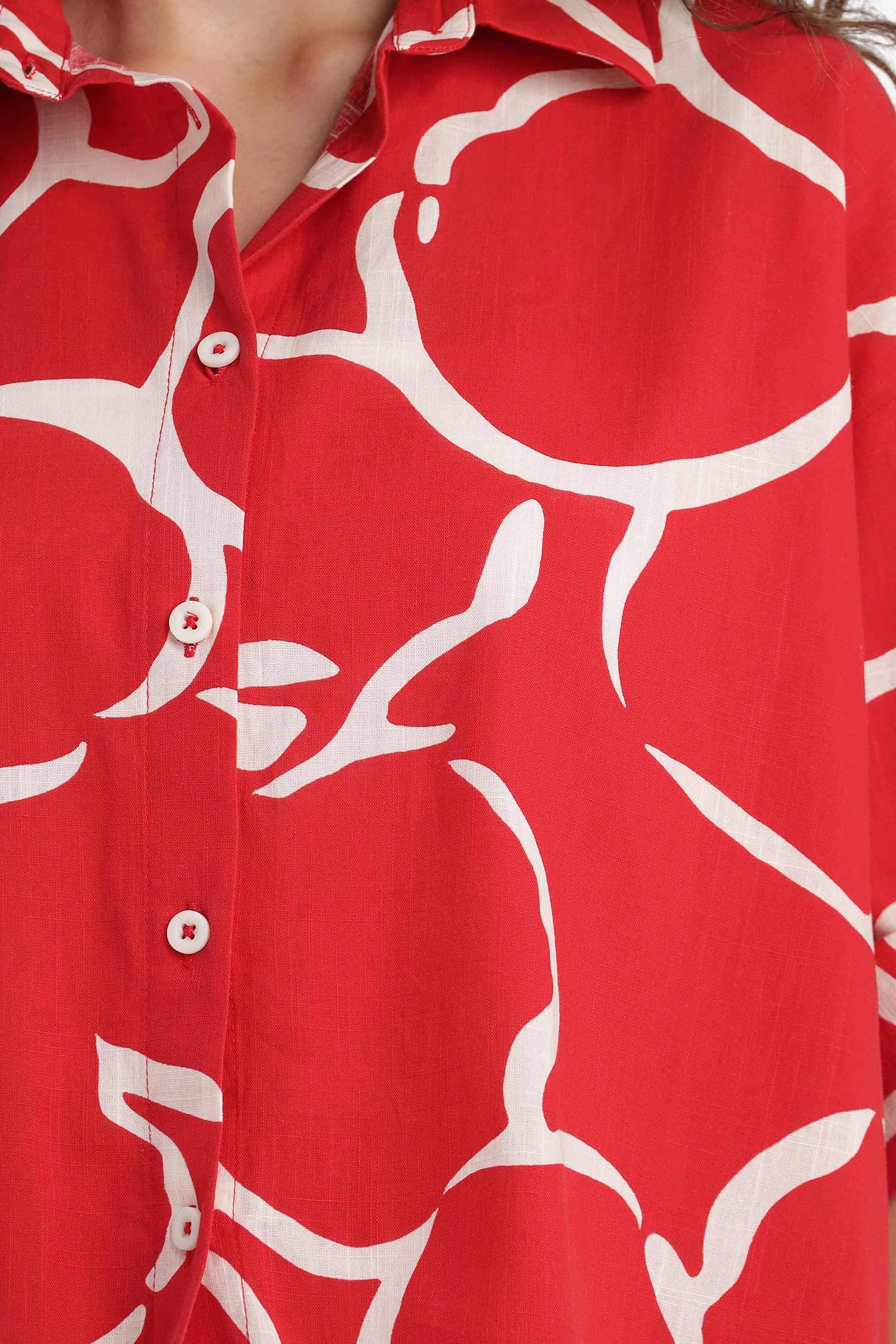 Oversize Fit Shirt Collar Short Sleeve Shirt