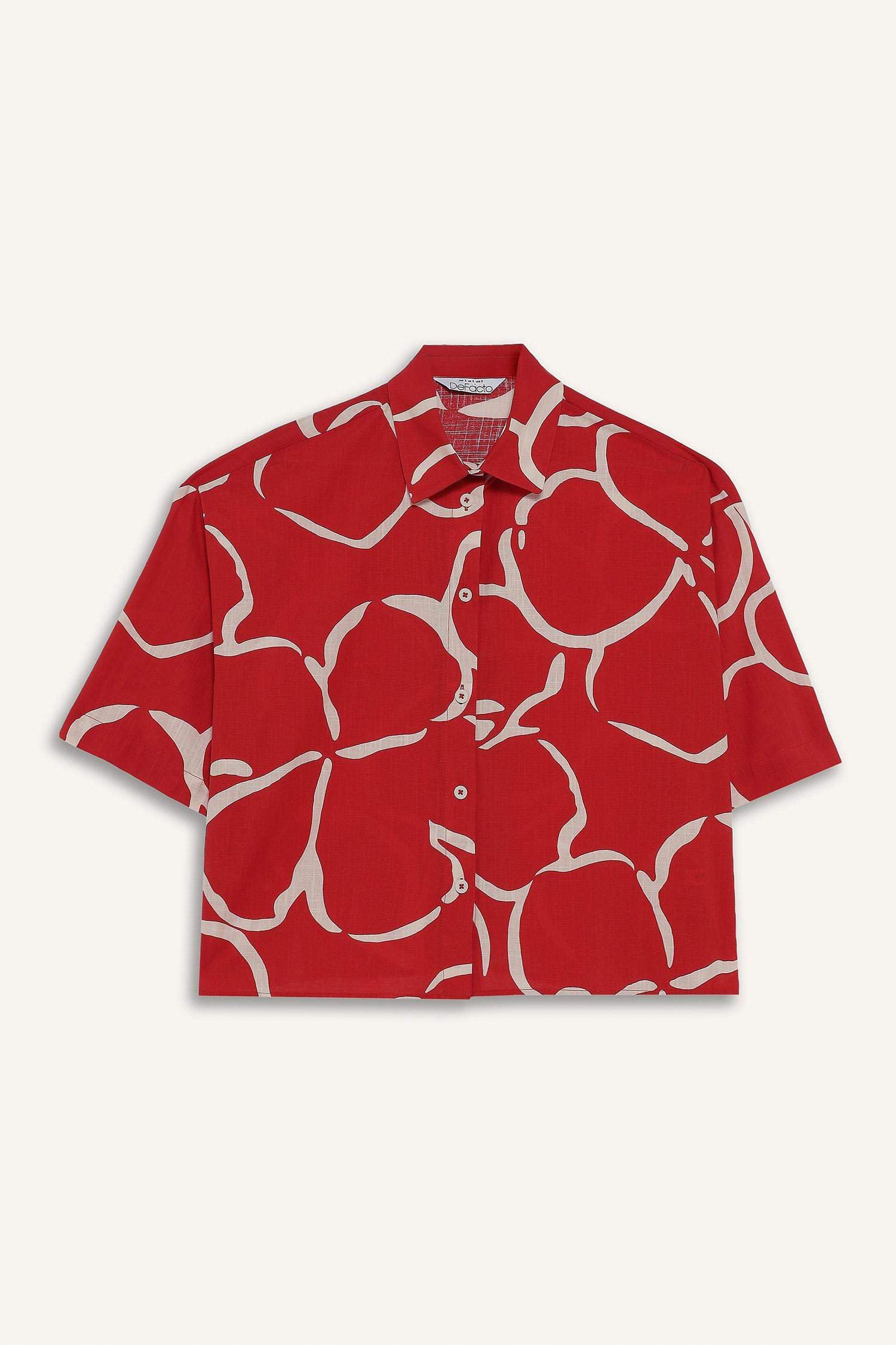 Oversize Fit Shirt Collar Short Sleeve Shirt