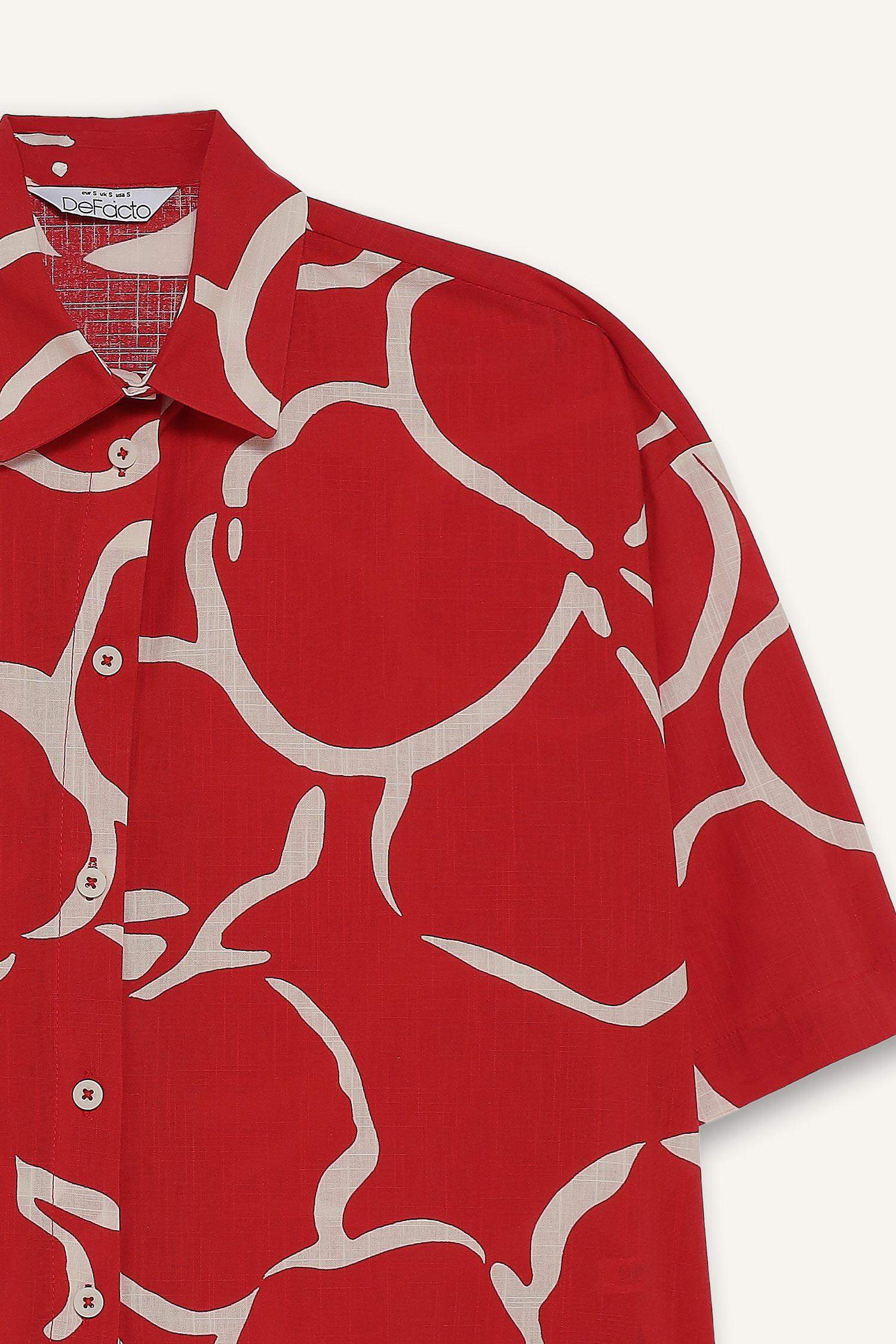 Oversize Fit Shirt Collar Short Sleeve Shirt