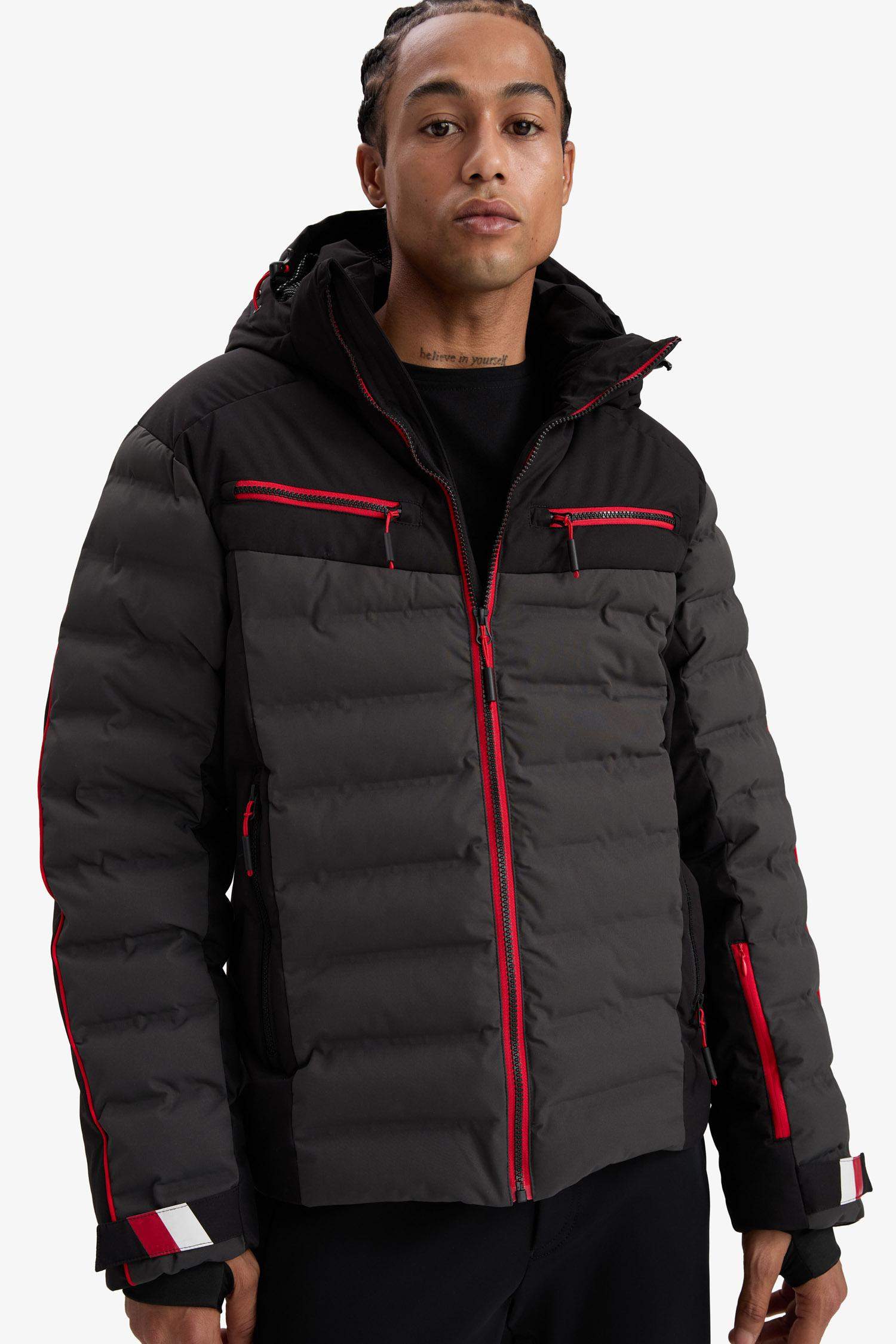 Su İtici Regular Fit Kapüşonlu Fermuarlı Rüzgar Geçirmez Kayak Montu