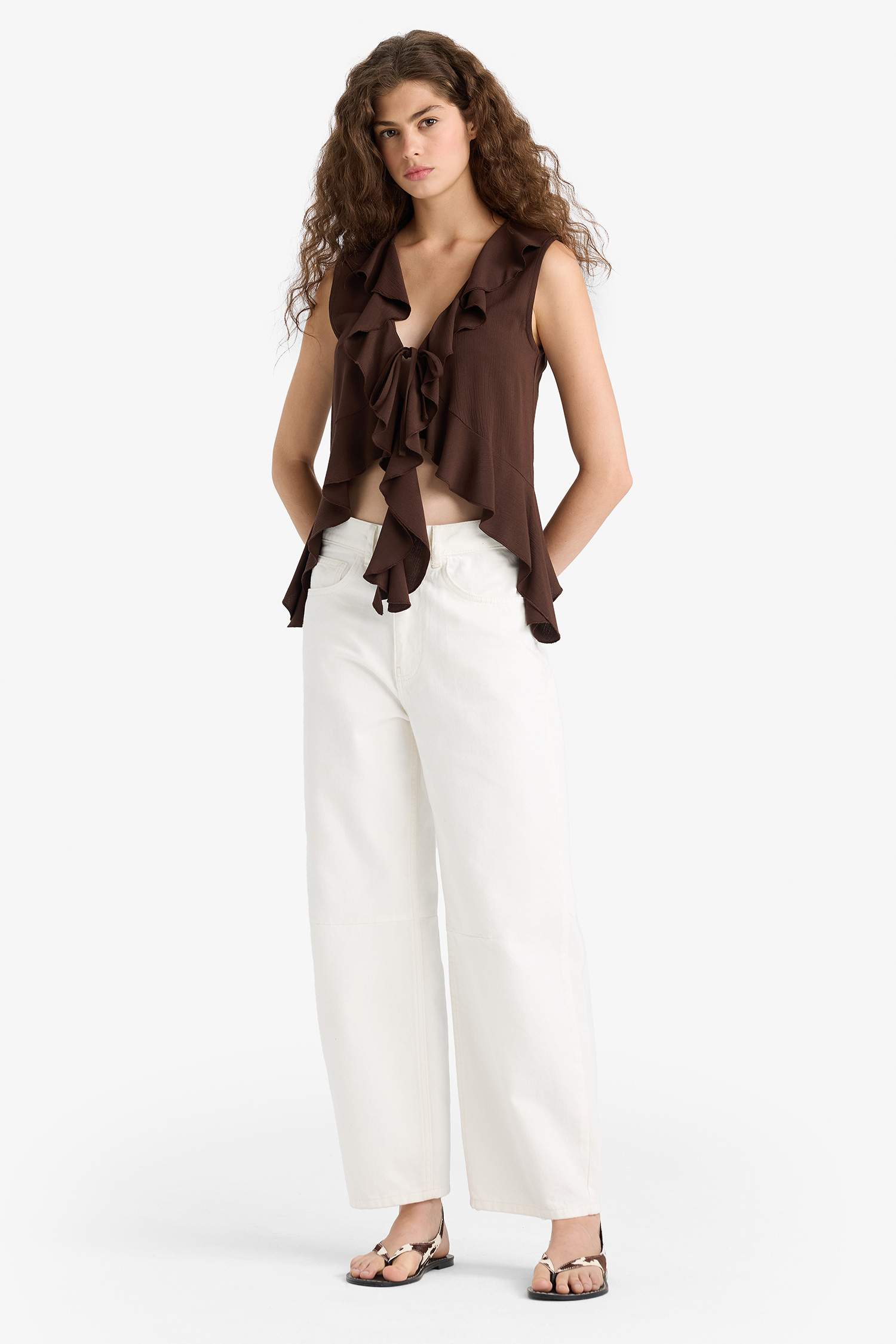 Regular Fit Dokulu Kolsuz Bluz