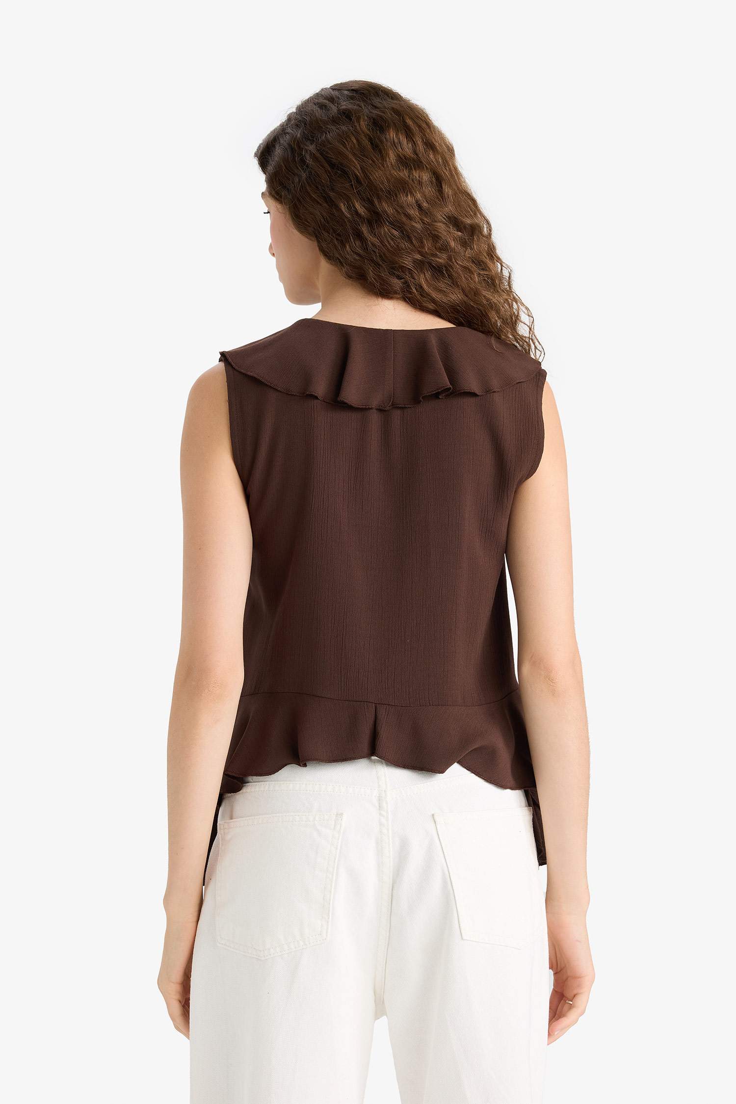 Regular Fit Dokulu Kolsuz Bluz