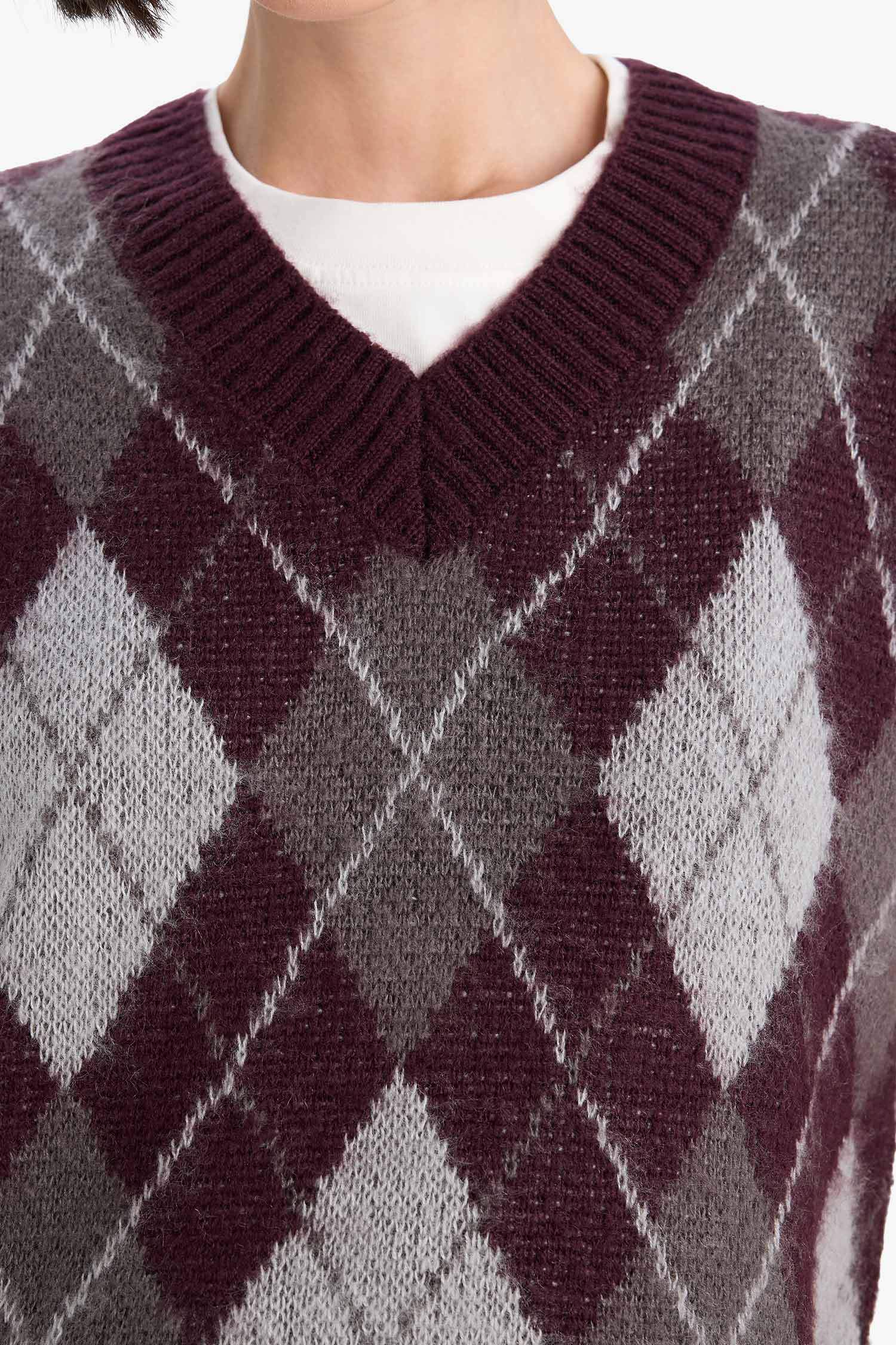 релакс пішімі v жаға трикотаж Жилет