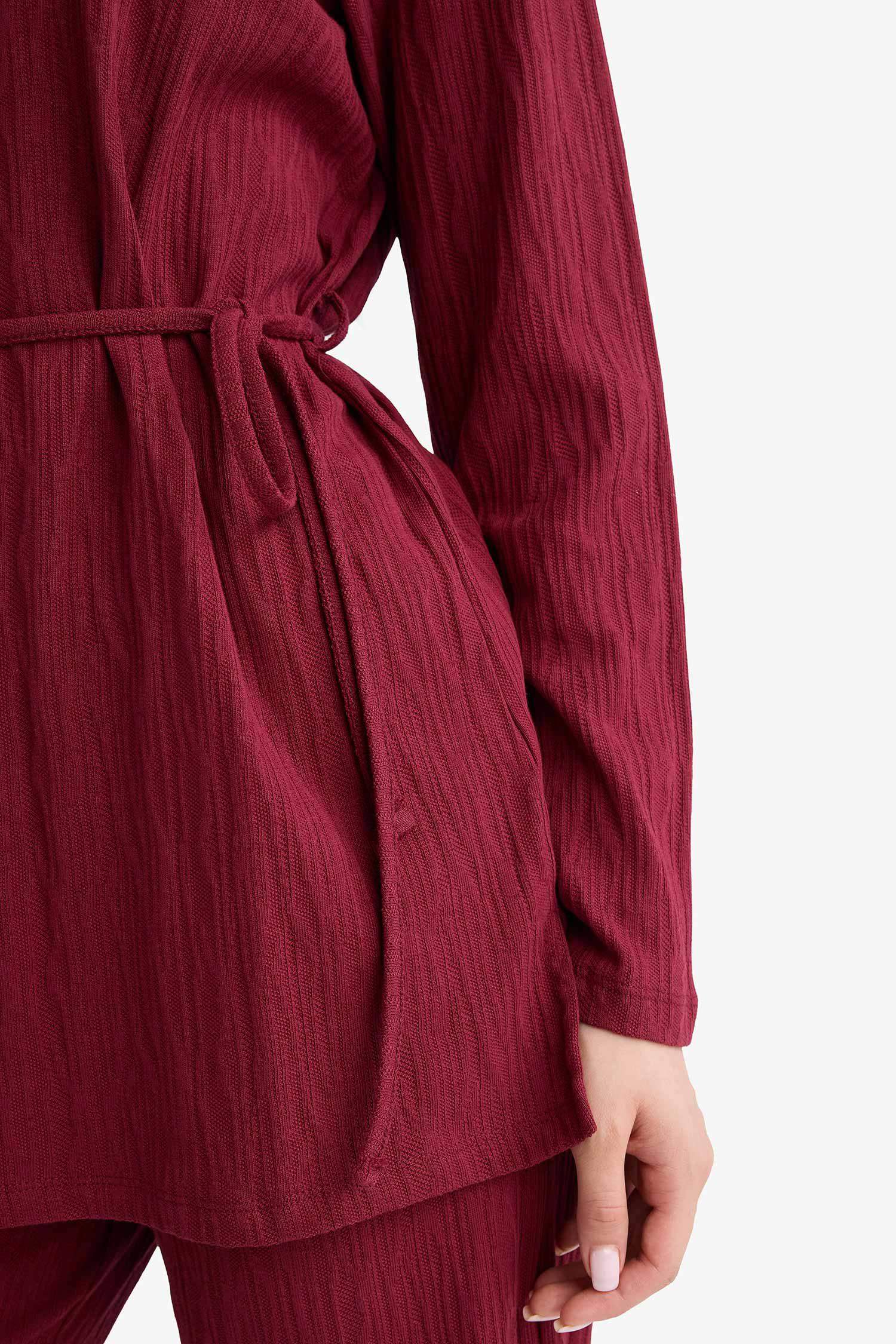 Regular Fit Bisiklet Yaka Bağlamalı Uzun Kollu Tunik