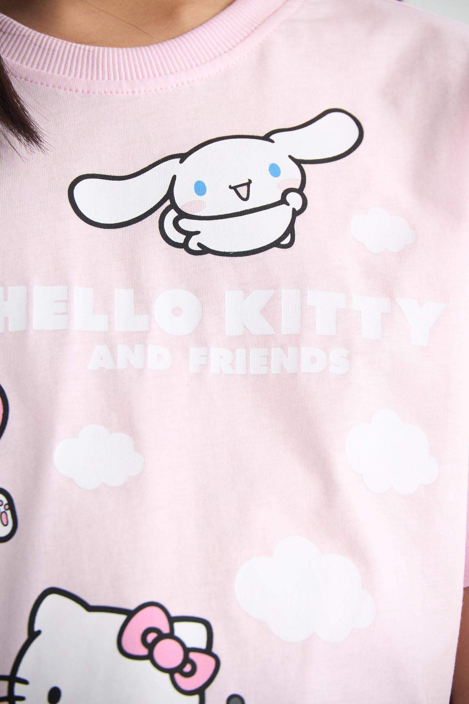 Kız Çocuk Hello Kitty Relax Fit Bisiklet Yaka Kısa Kollu Tişört