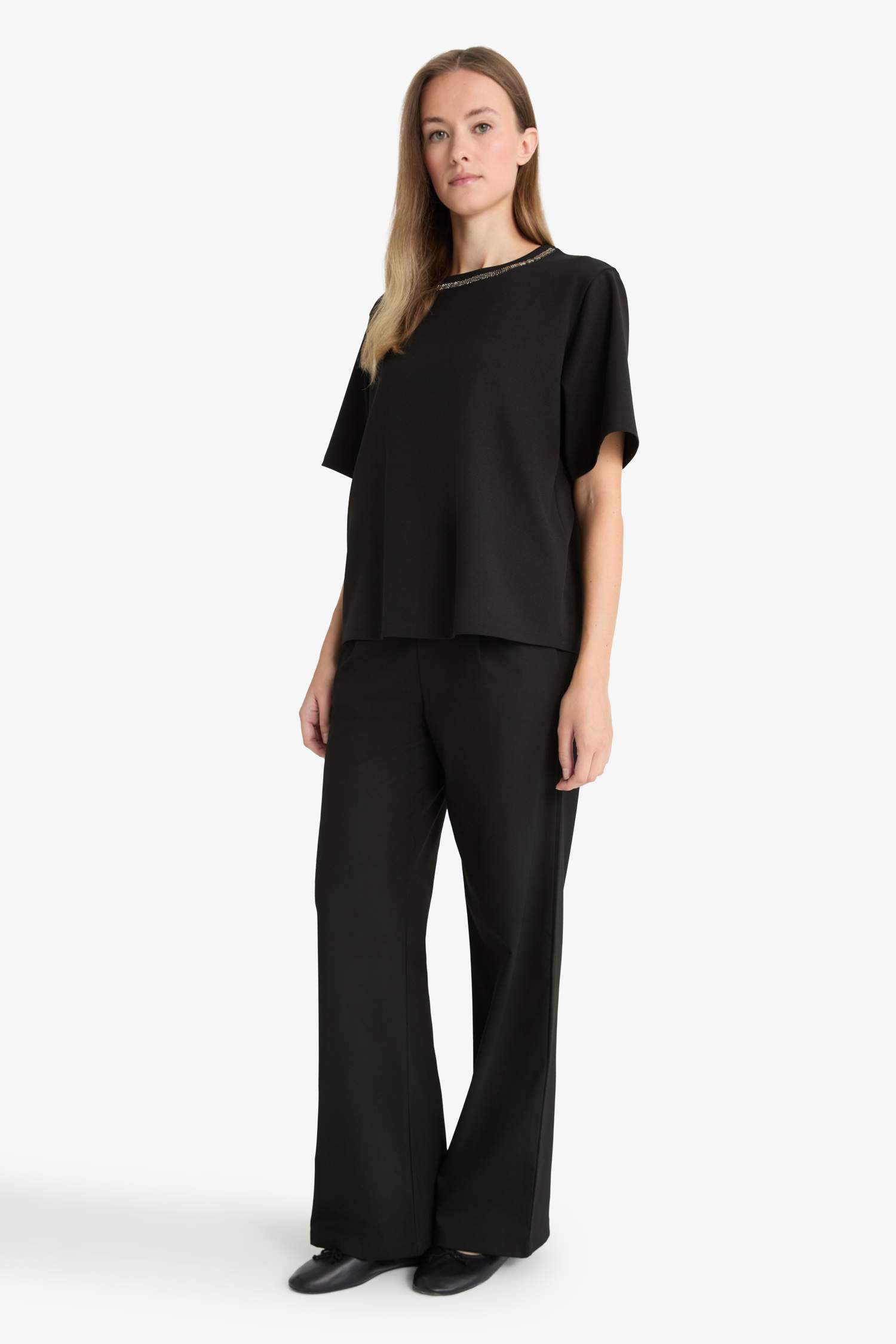 Straight Fit Wide Leg Trousers