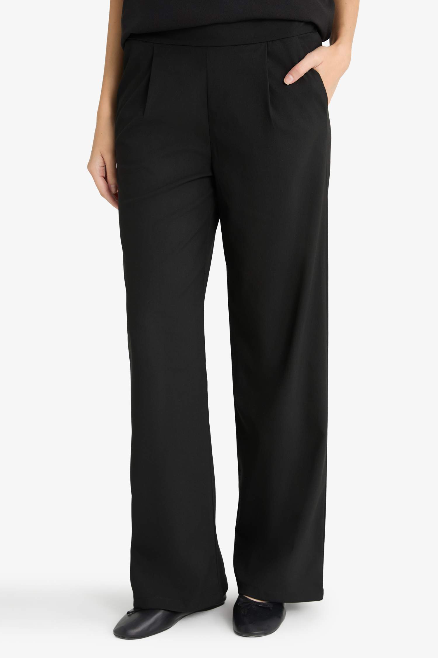 Straight Fit Wide Leg Trousers