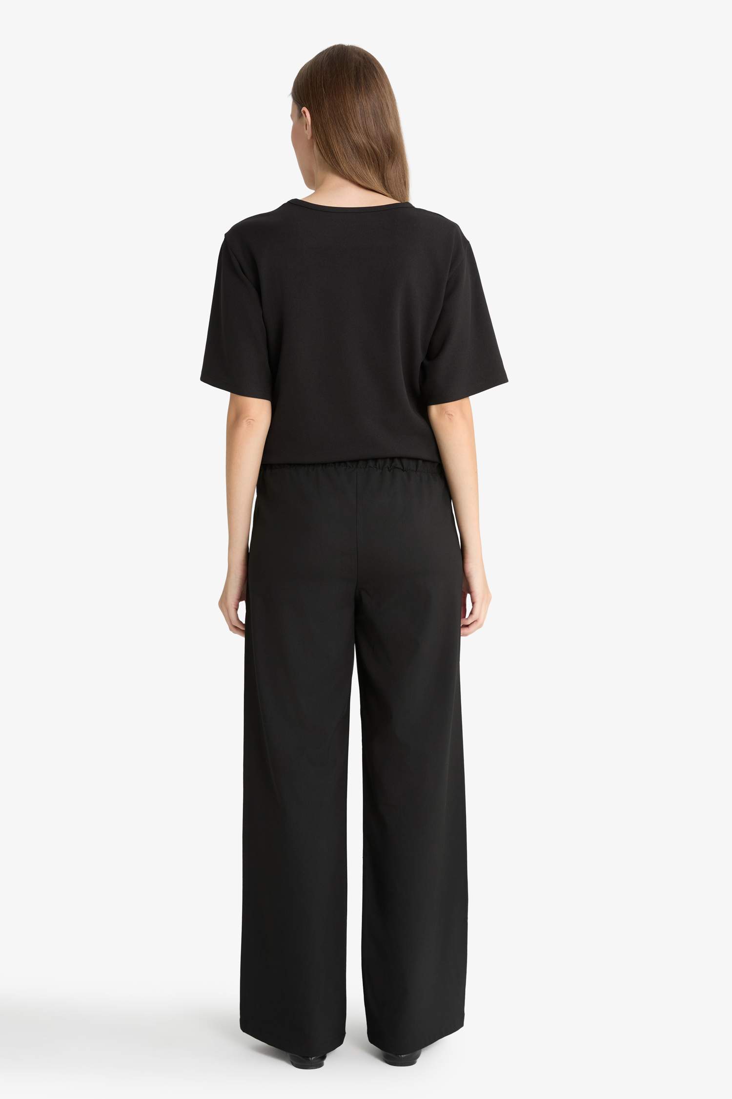 Straight Fit Wide Leg Trousers