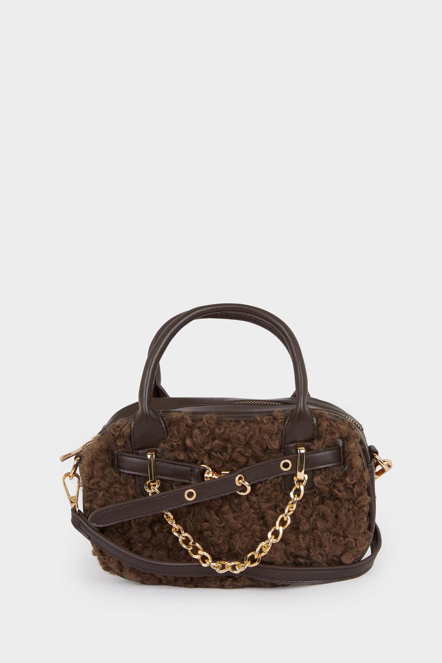 Kadın Pelüş Detaylı Suni Deri Çapraz Çanta