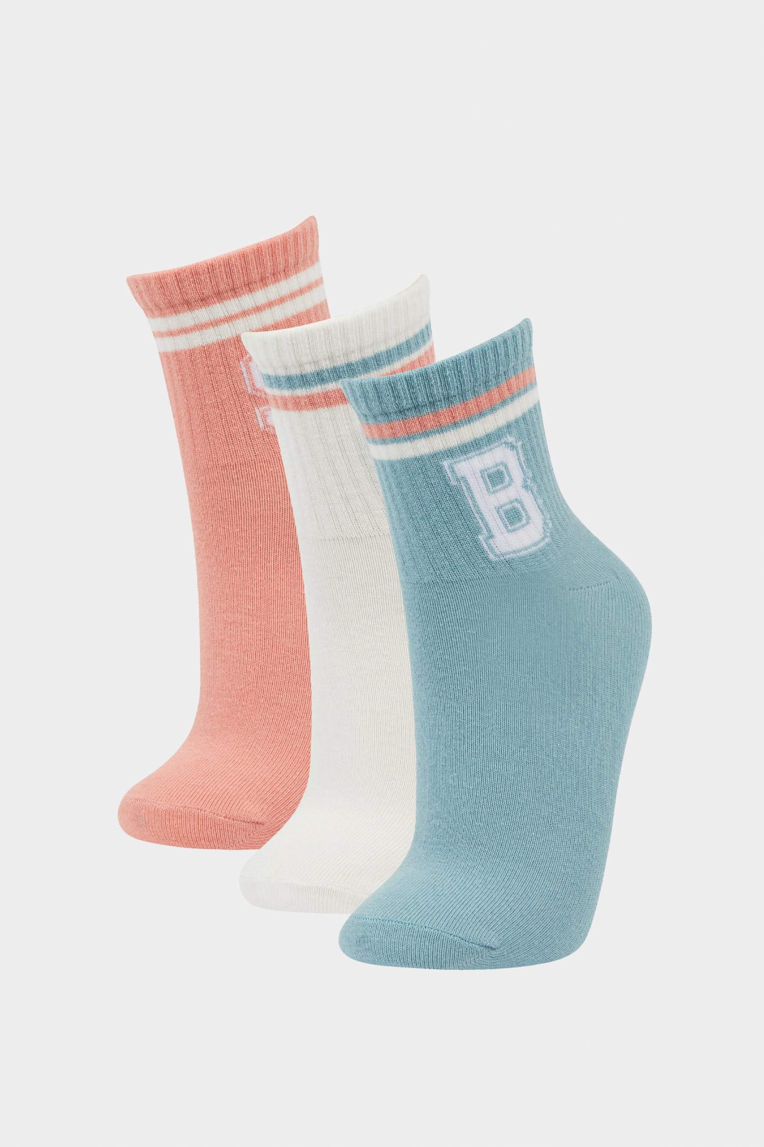 Kadın Rahat Lastikli 3'lü Pamuklu Soket Çorap