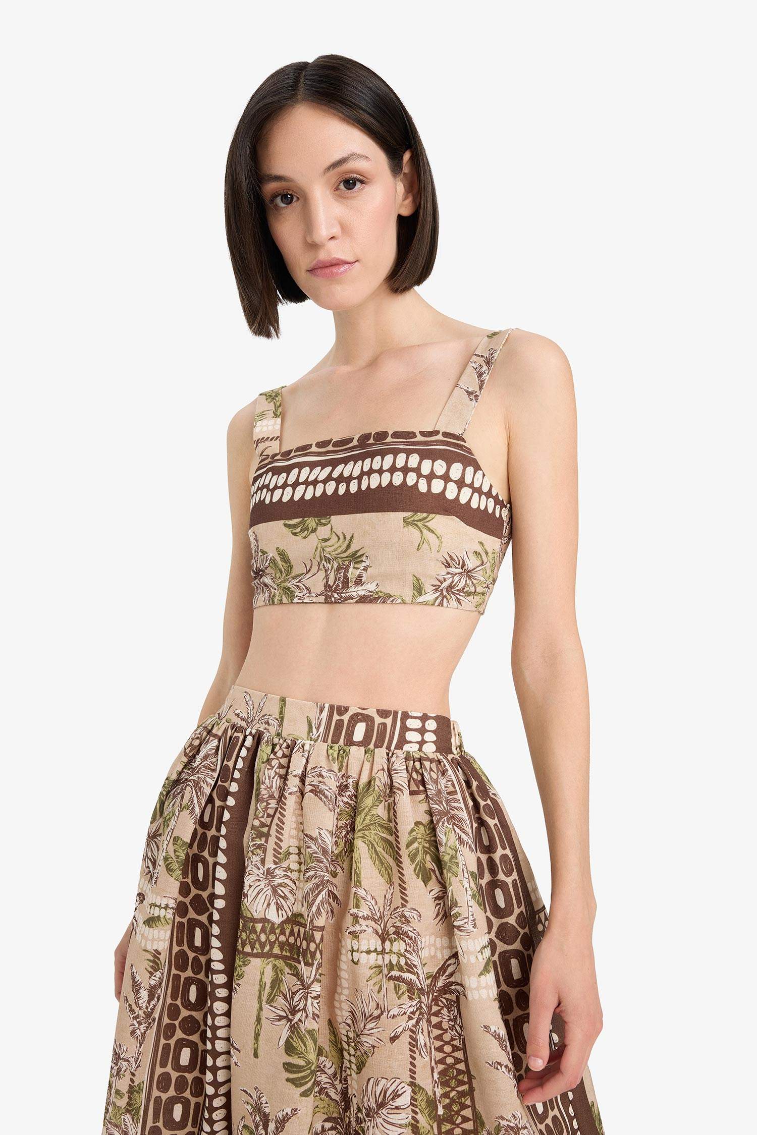 Regular Fit Desenli Crop Askılı Plaj Üstü-Fall in Love