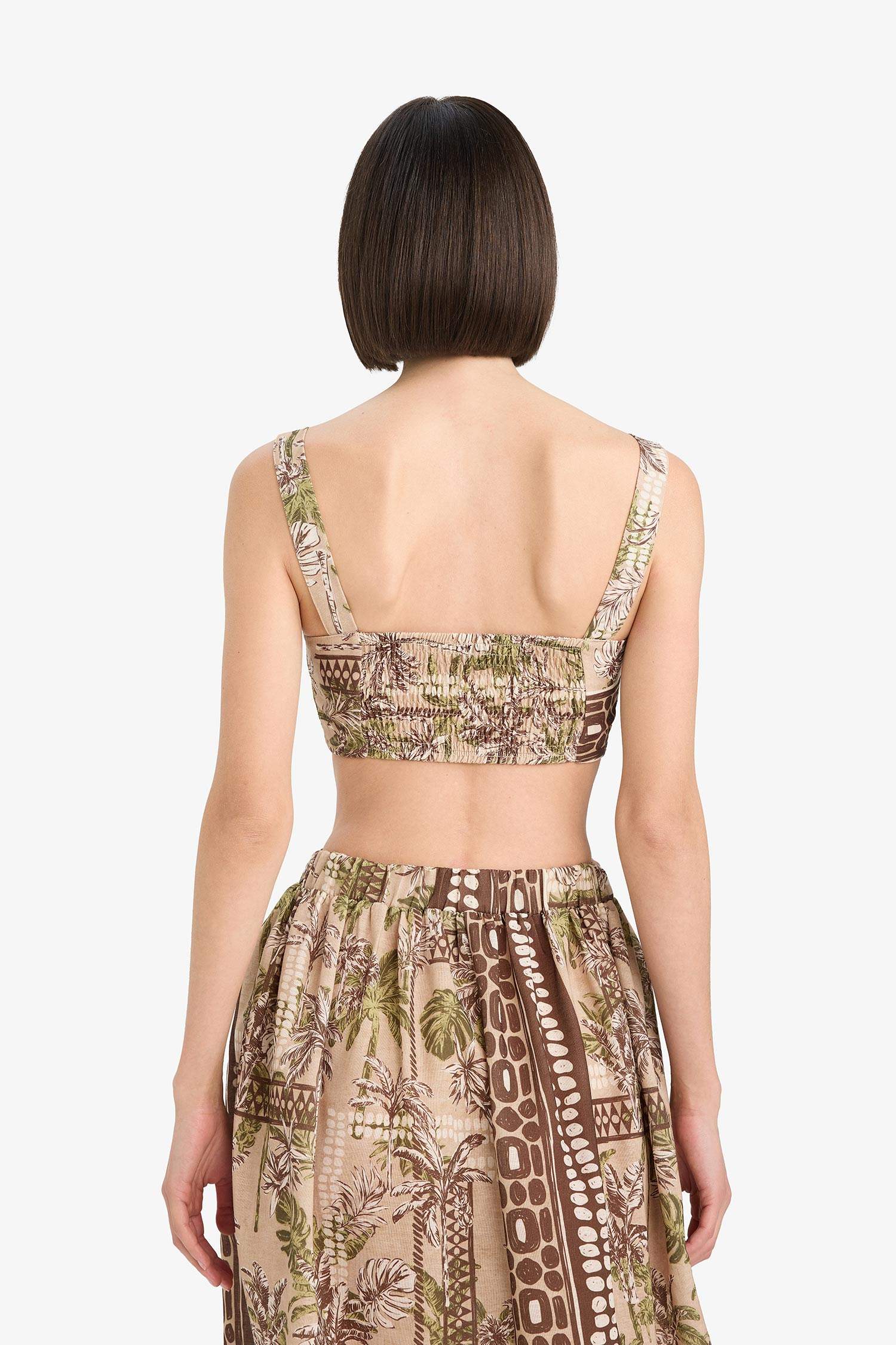 Regular Fit Desenli Crop Askılı Plaj Üstü-Fall in Love