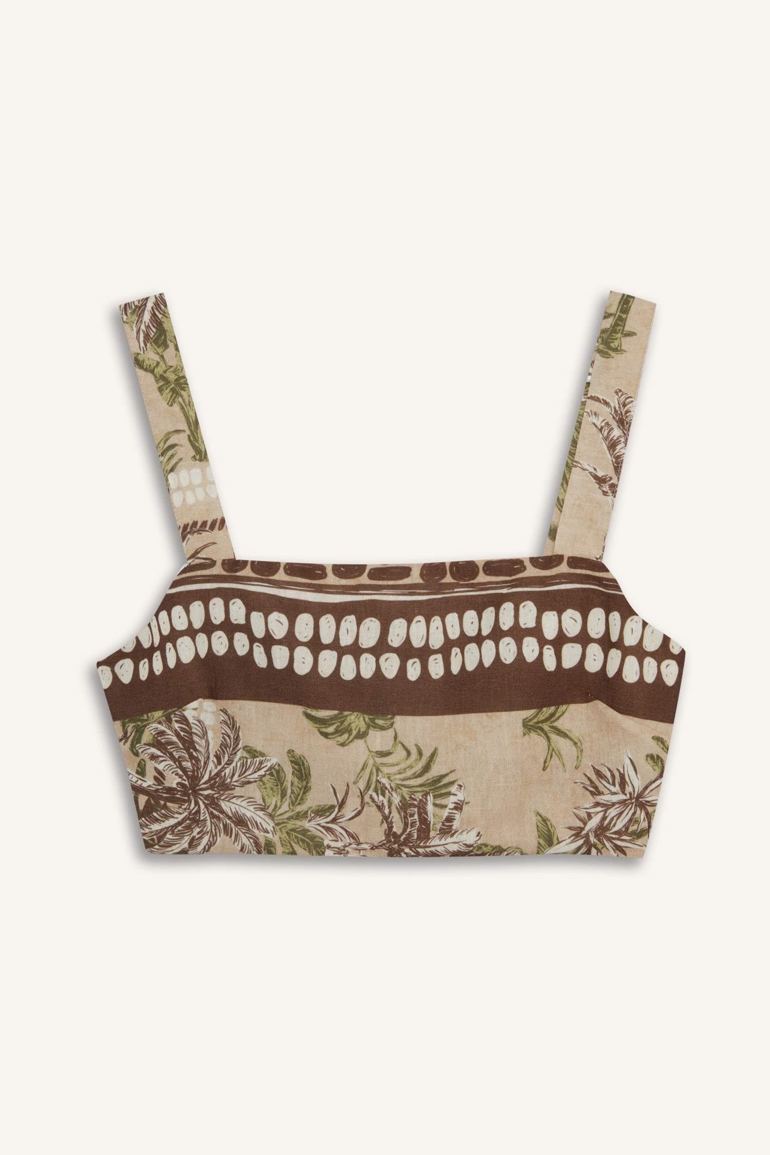 Regular Fit Desenli Crop Askılı Plaj Üstü-Fall in Love