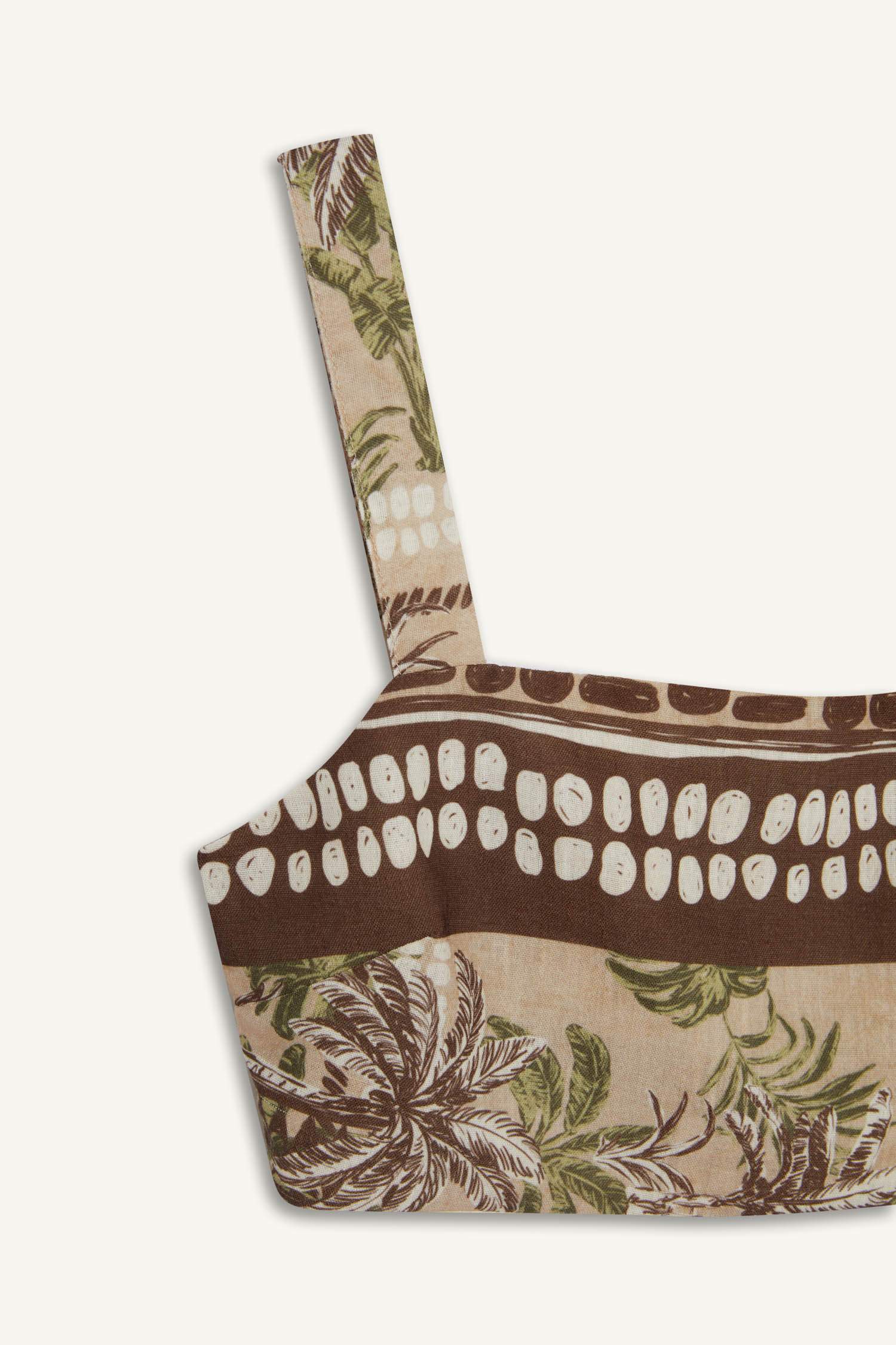 Regular Fit Desenli Crop Askılı Plaj Üstü-Fall in Love