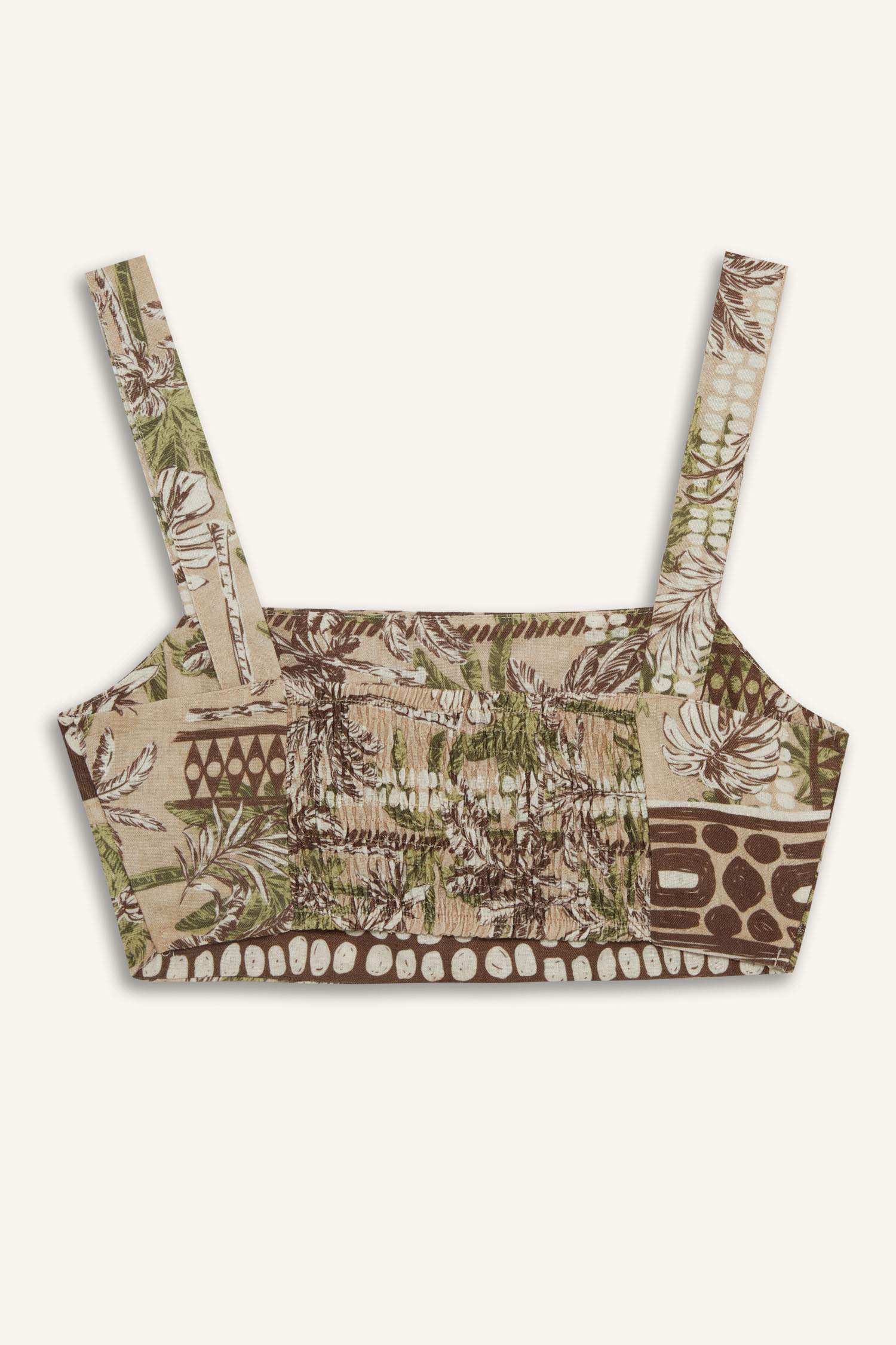 Regular Fit Desenli Crop Askılı Plaj Üstü-Fall in Love