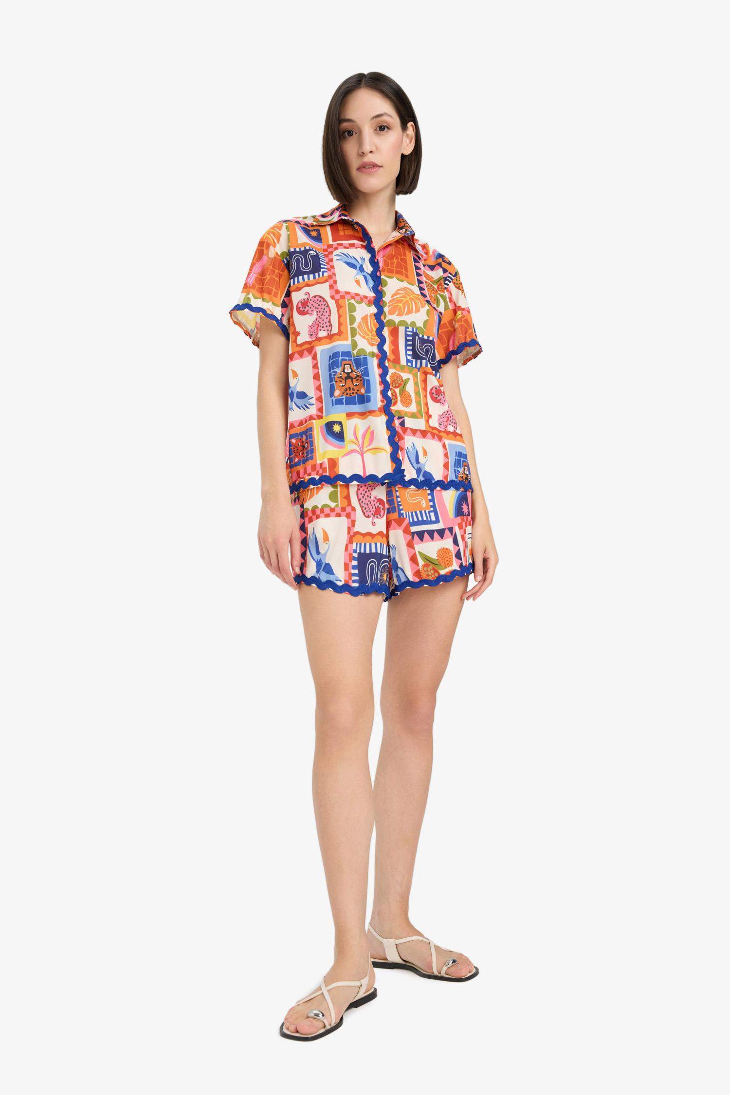 Fall in Love Regular Fit Tropical Patterned Beach Wear