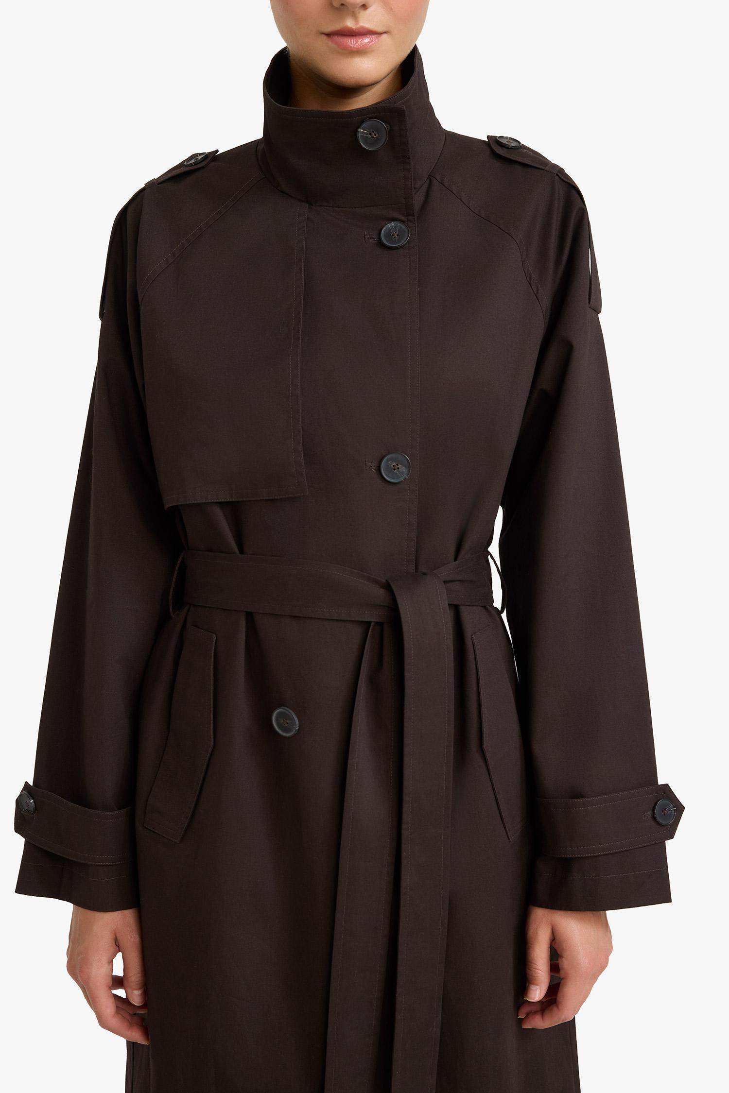 Regular Fit Kemerli Pamuklu Uzun Trençkot