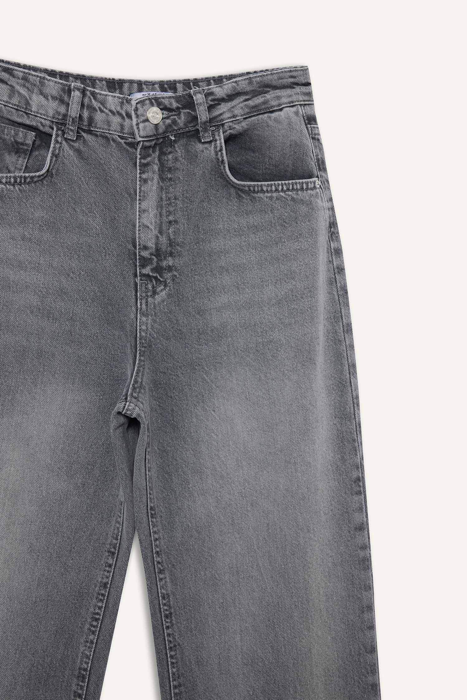 90's Wide Leg Yüksek Bel Uzun Jean Yıkamalı Pantolon