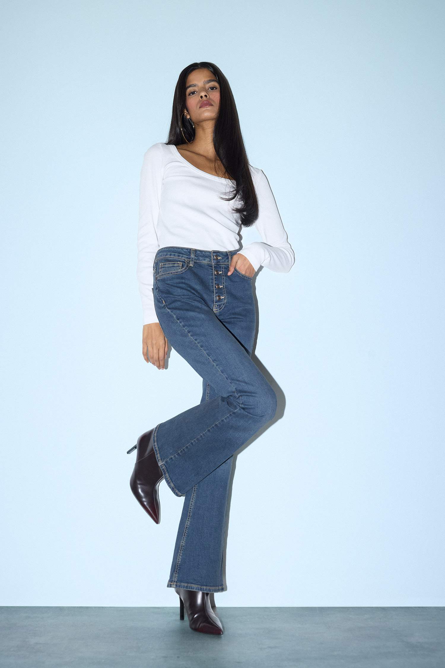 Mia Flare Fit Jean Yıkamalı Pantolon