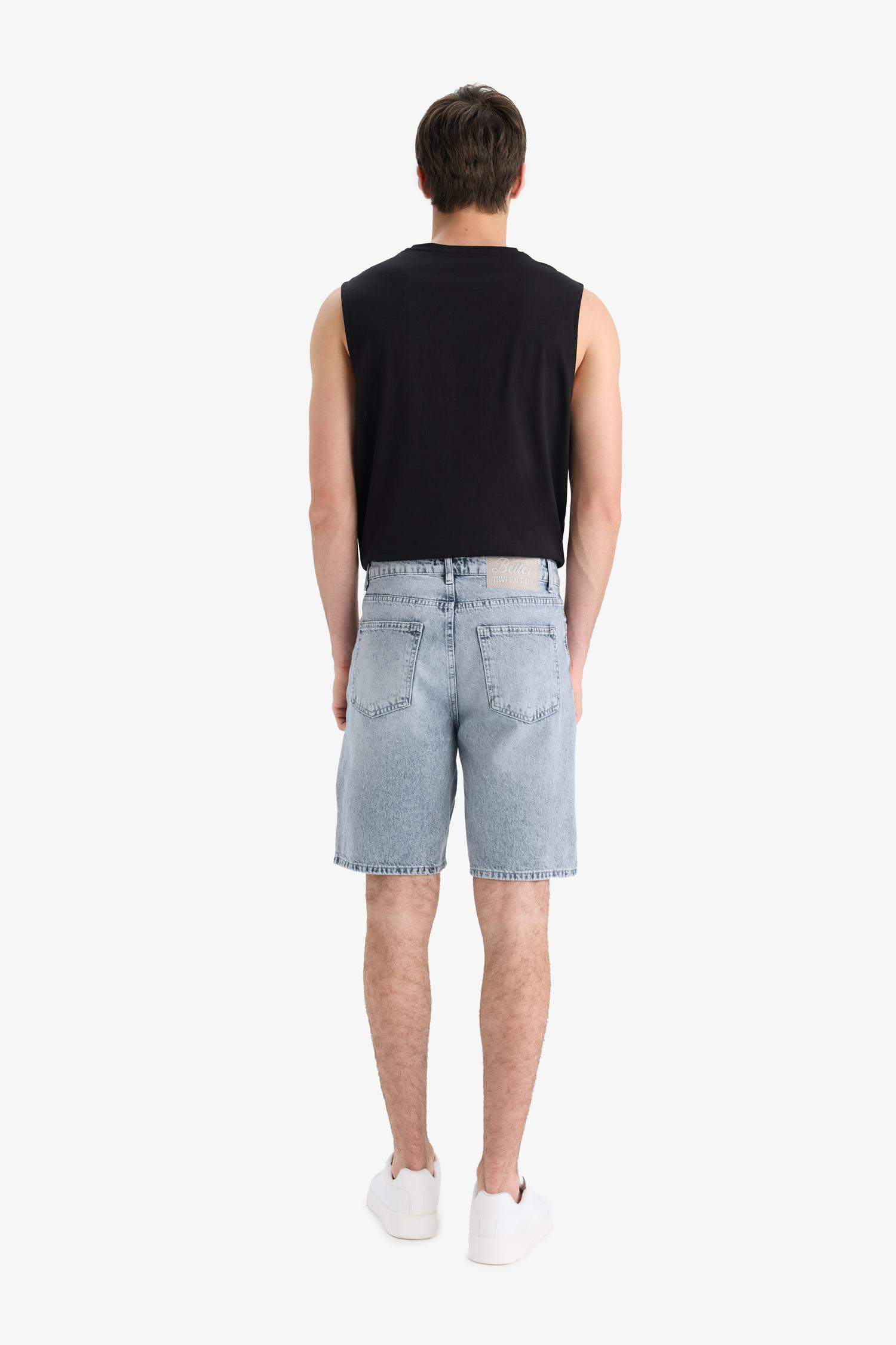 شورت برمودا جينز قطن قصة مستقيمة