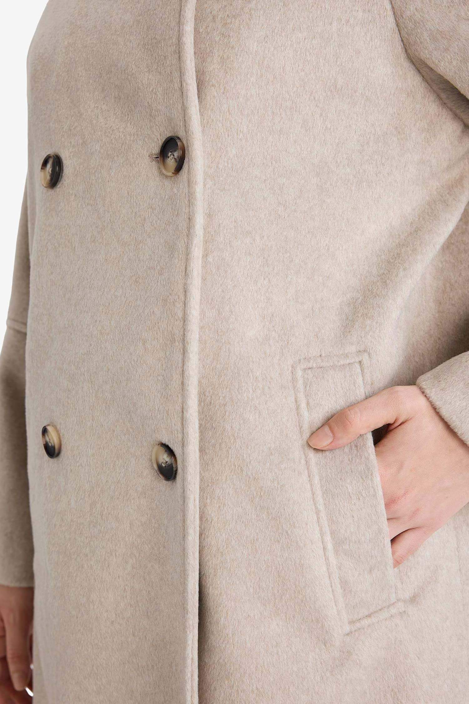 Manteau long en laine boutonné Relax Fit