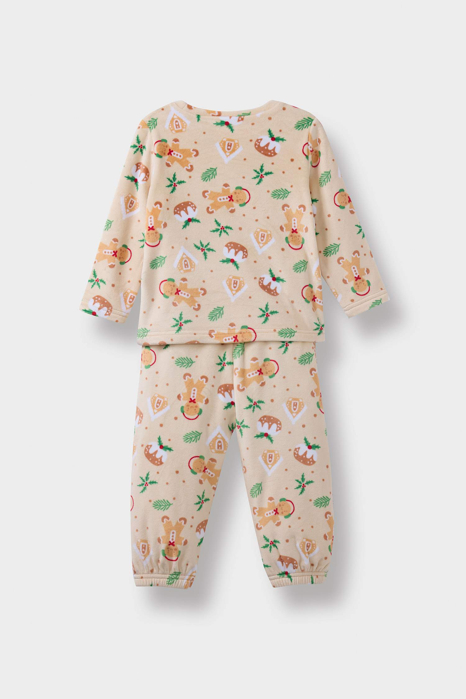 Erkek Bebek Pijama Takımı Yılbaşı Temalı Uzun Kollu Velur Üst Uzun Alt