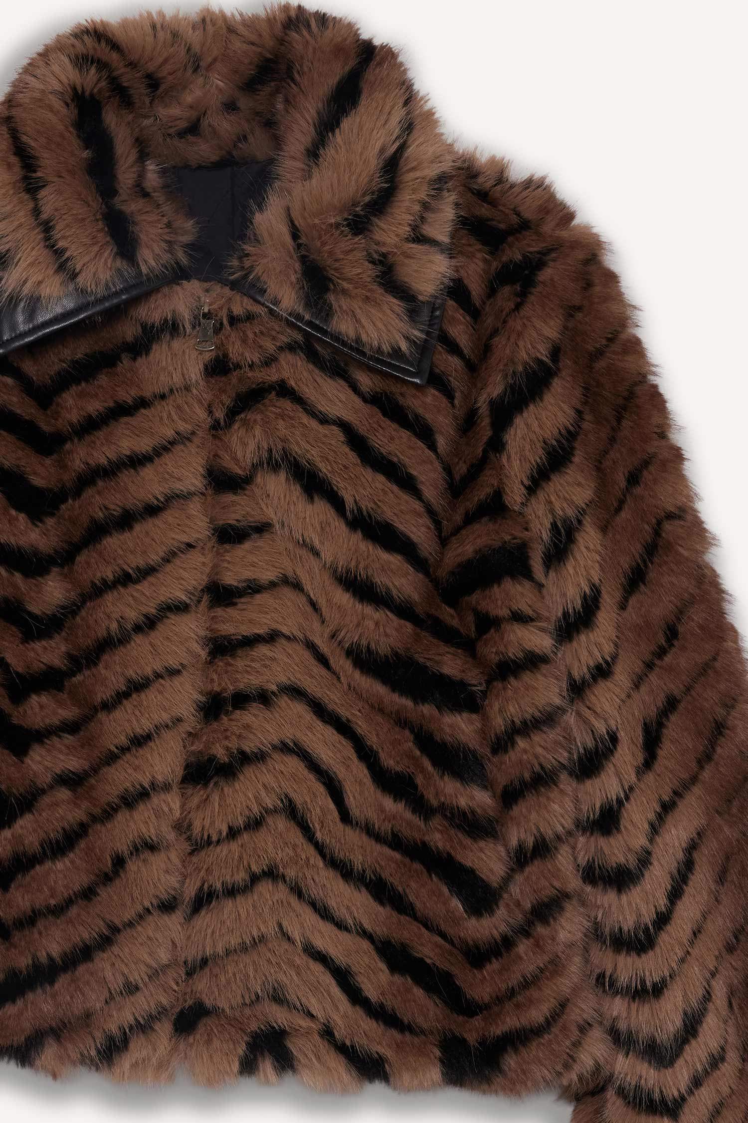 Regular Fit Fermuarlı Kısa Suni Kürk