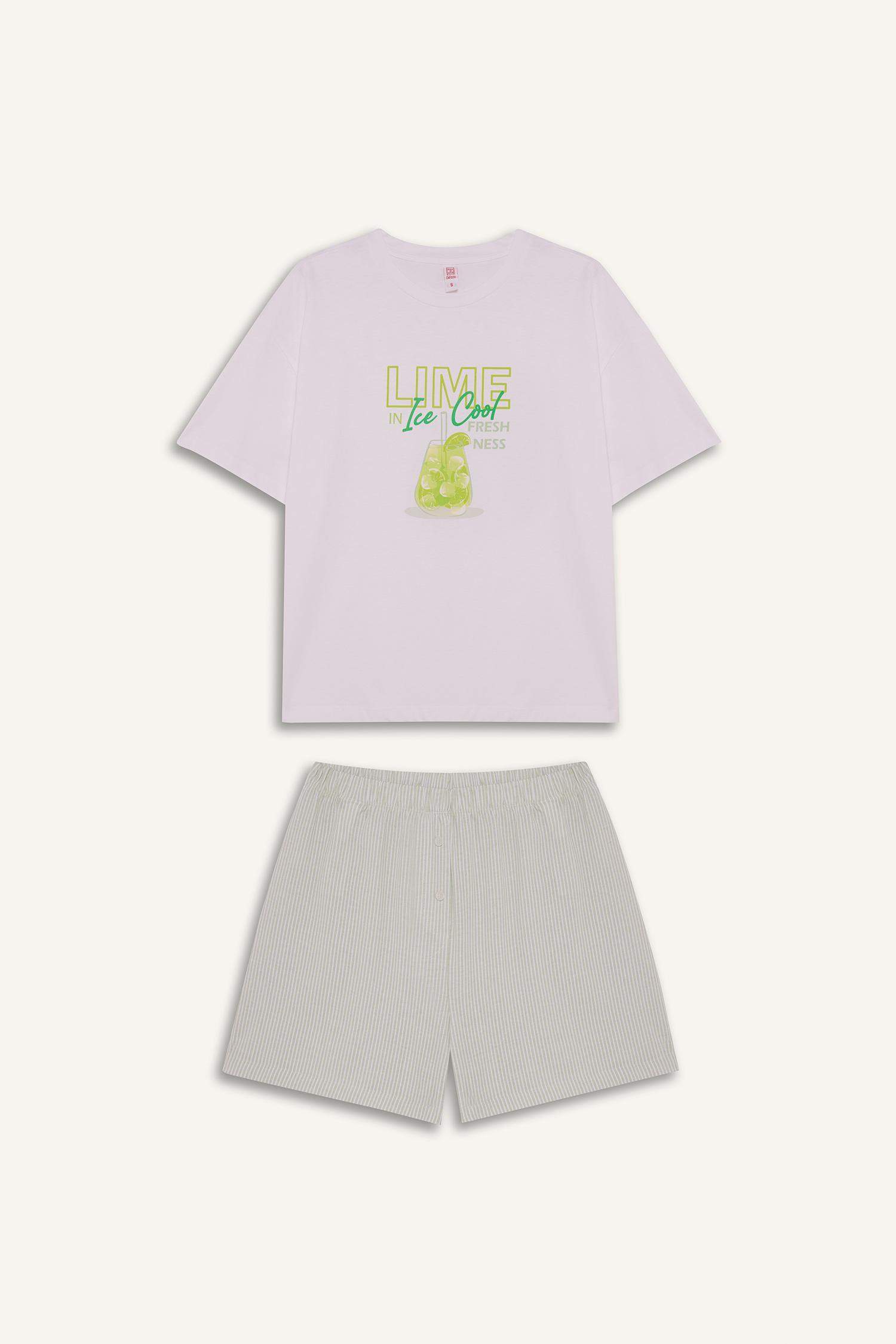 سيت بجامة قصة عادية شورت وتيشيرت - قطعتين