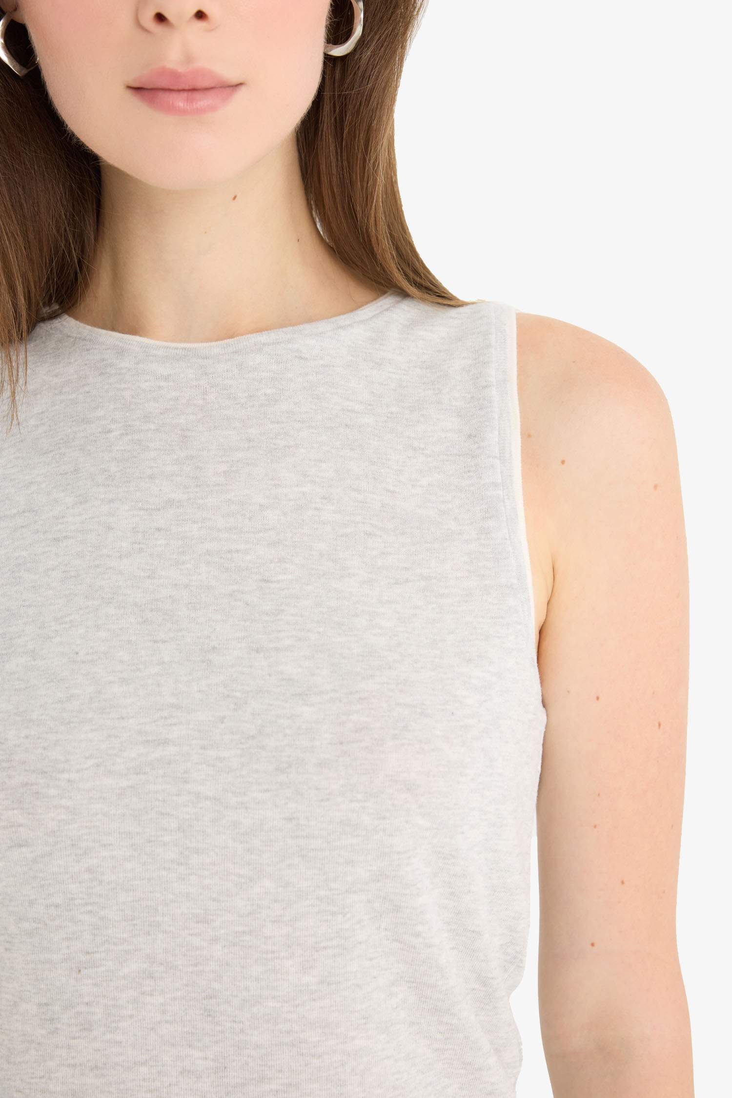 Slim Fit Crew Neck Basic Ribbed Crop Top