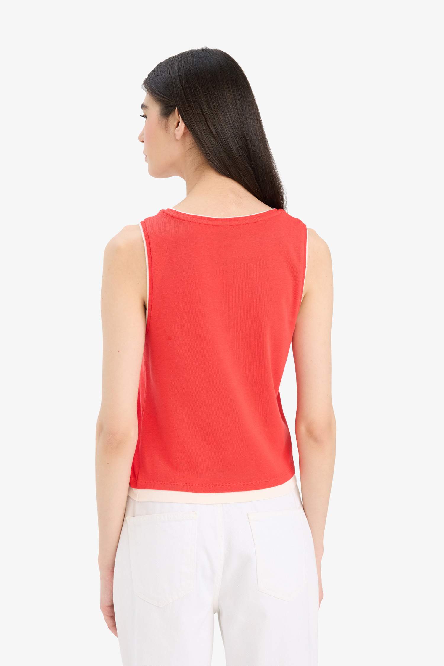 Slim Fit Ribana Crew Neck Sleeveless Tank Top