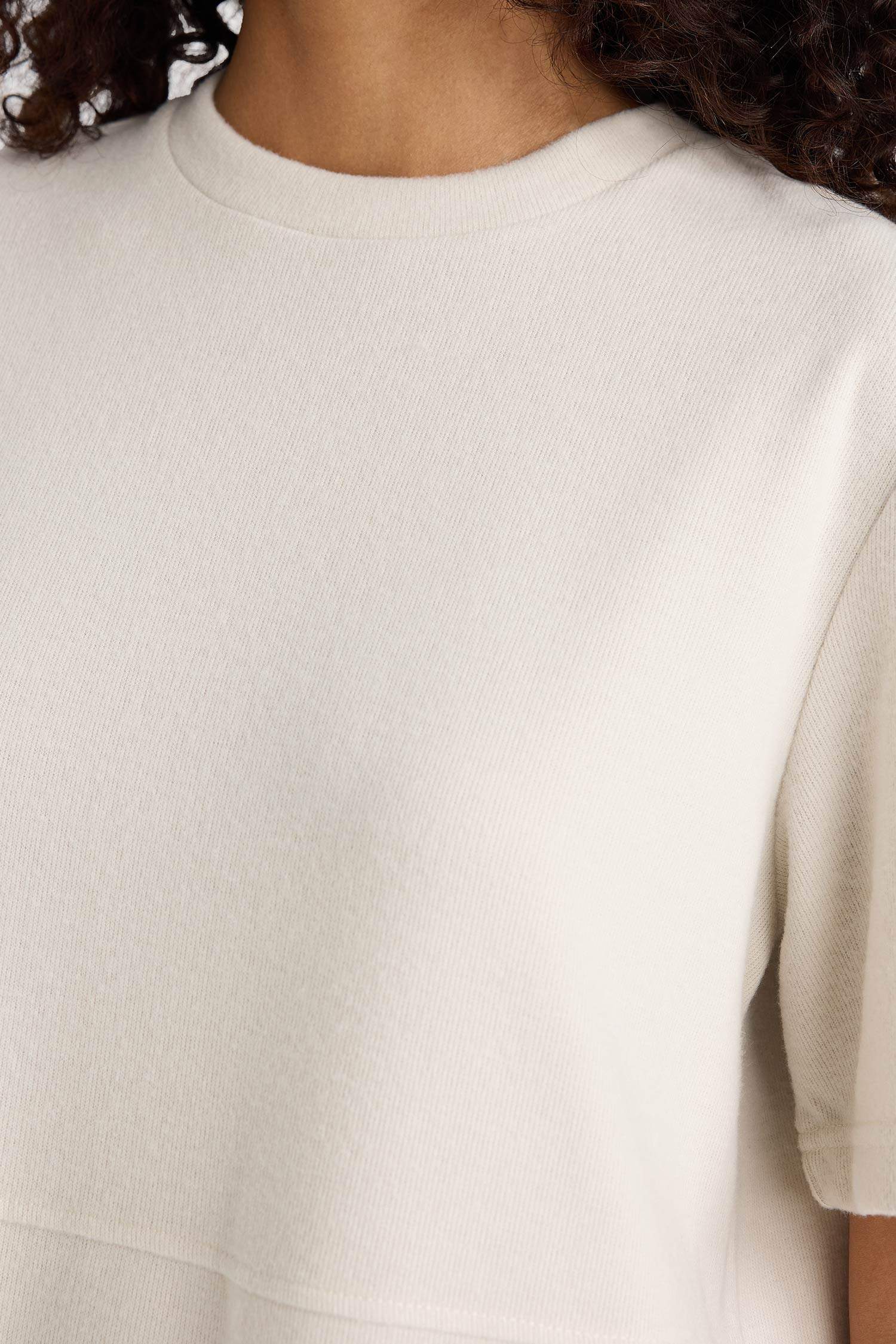 فستان نص كم مضلع قصة A برقبة مستديرة