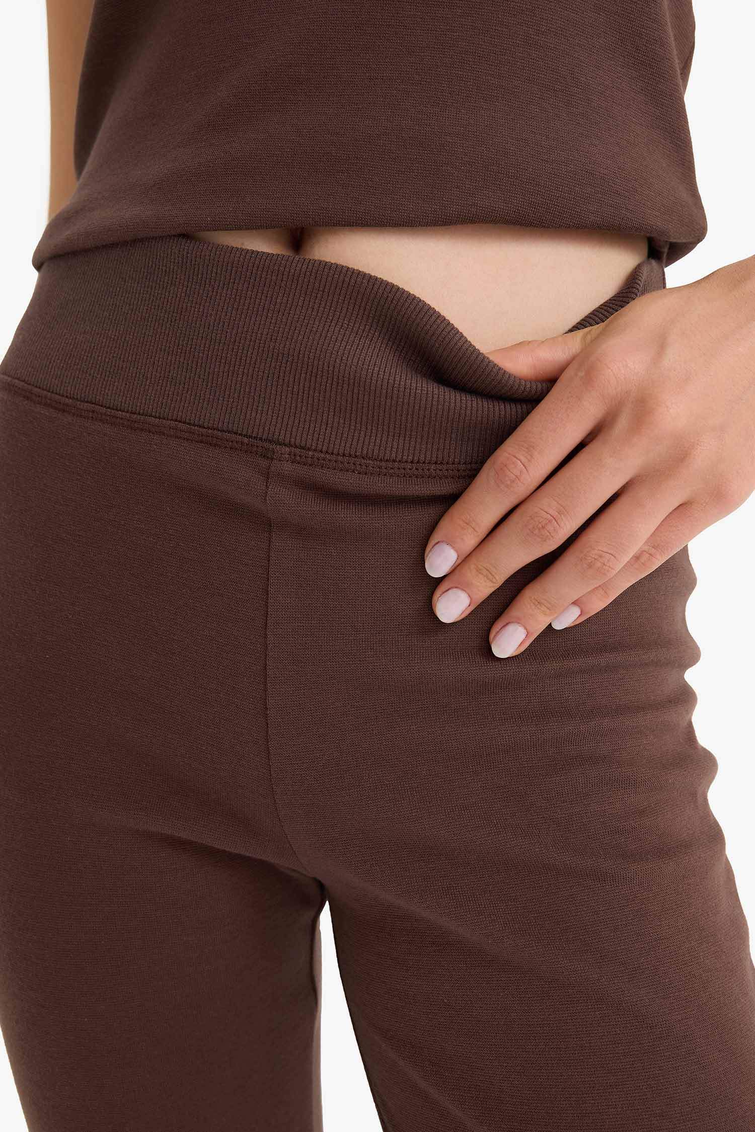 Fitted 2'li Ribana Takım Kısa Kollu Tişört İspanyol Paça Tayt