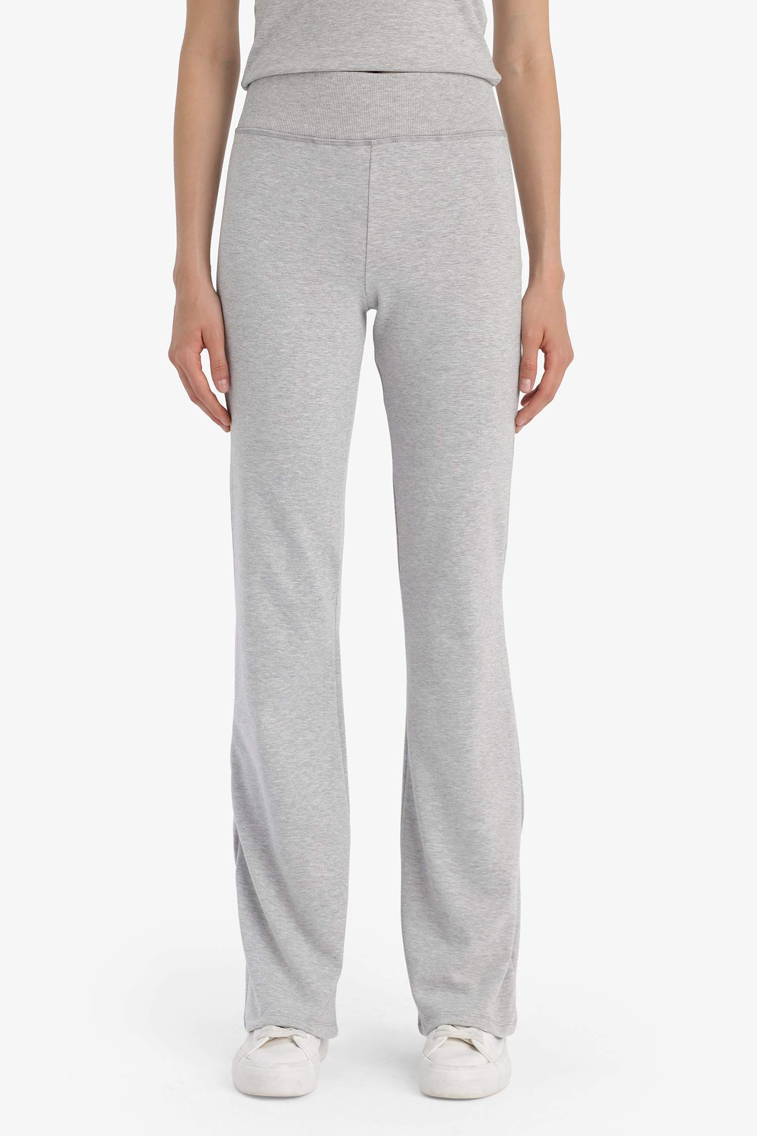 Fitted 2'li Ribana Takım Kısa Kollu Tişört İspanyol Paça Tayt