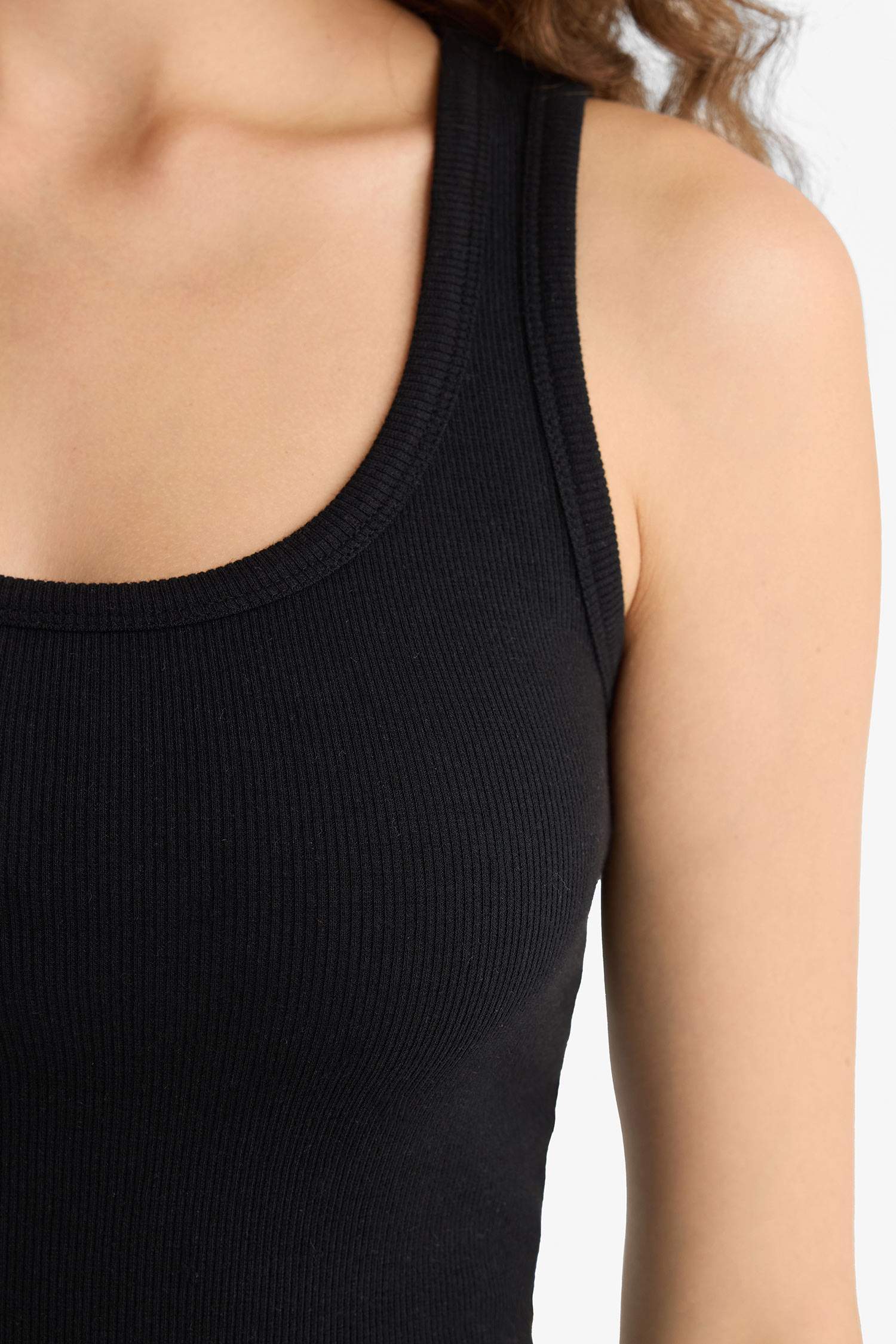 Regular Fit Kare Yaka Basic Düz Fitilli Kaşkorse 2'li Atlet