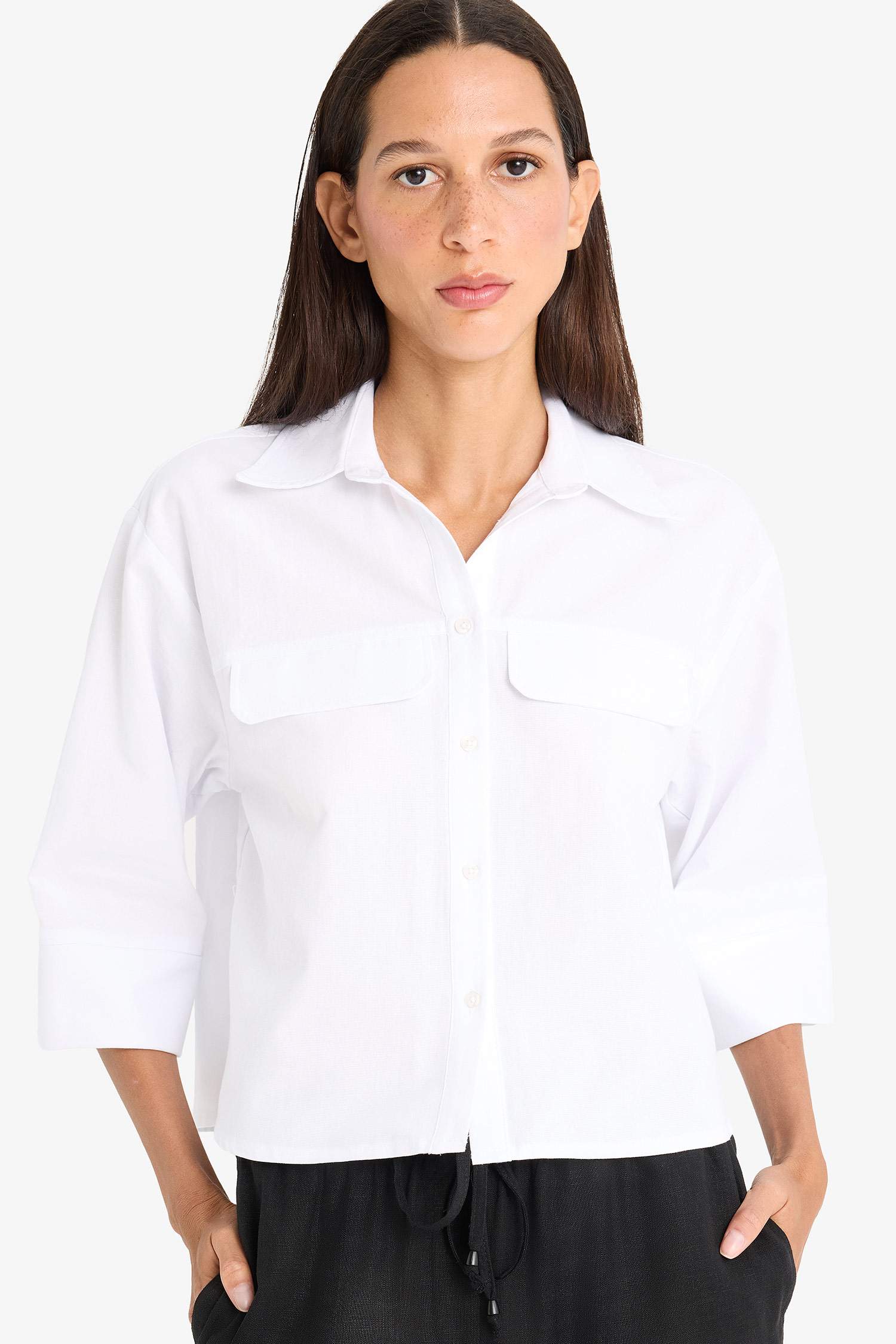 Oversize Fit Shirt Collar Oxford Short Sleeve Shirt