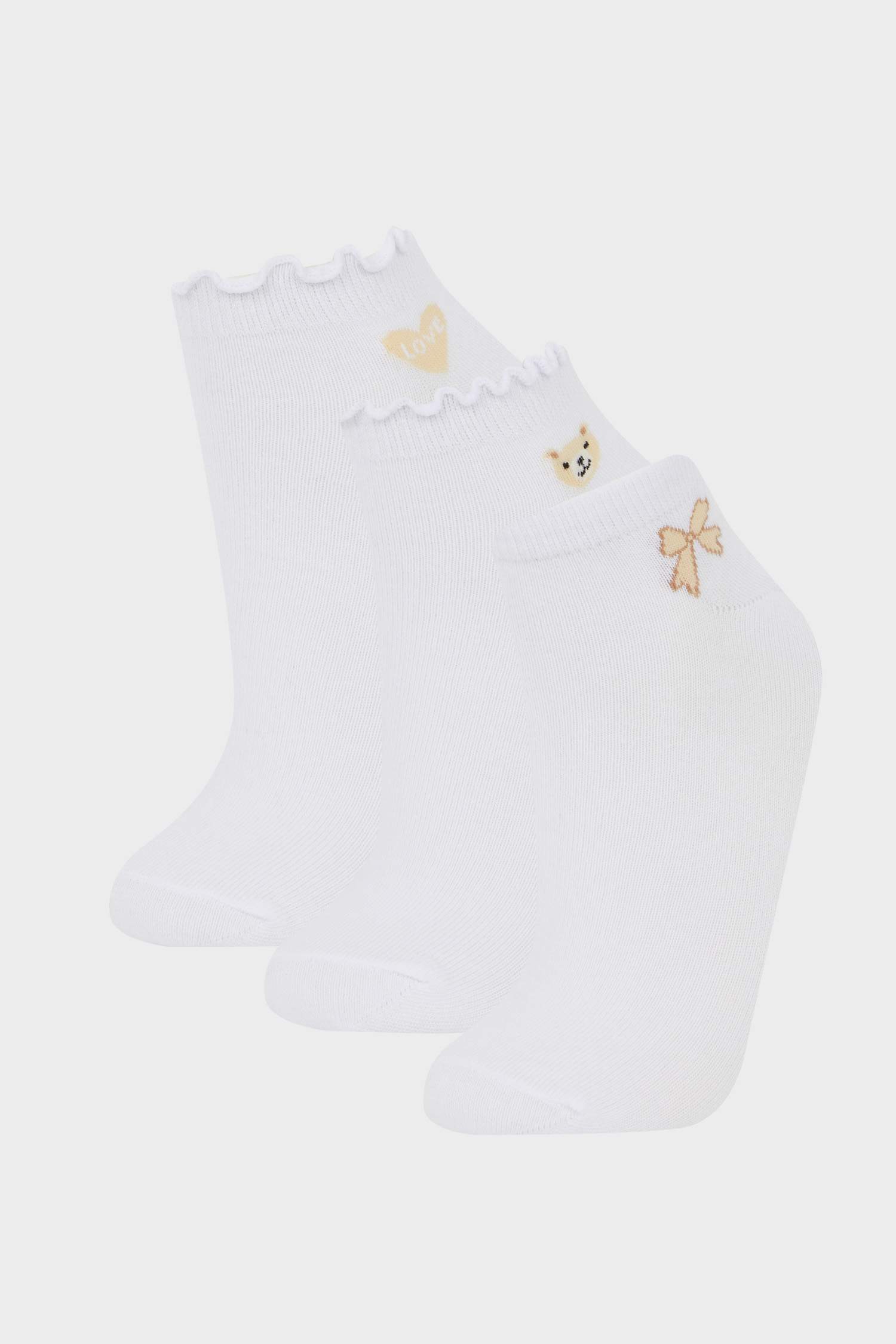 Kadın Fırfırlı 3'lü Pamuklu Patik Çorap