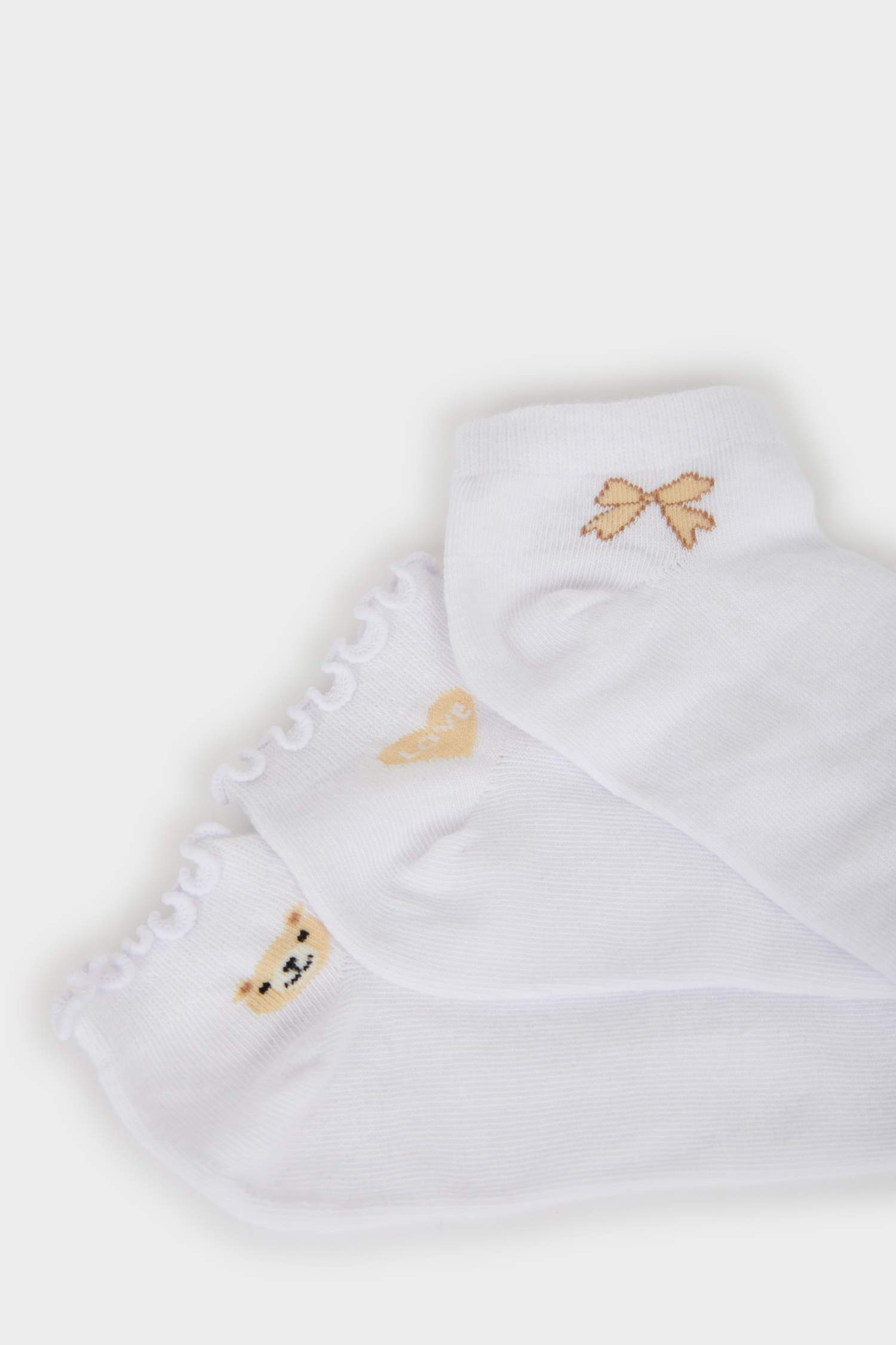 Kadın Fırfırlı 3'lü Pamuklu Patik Çorap