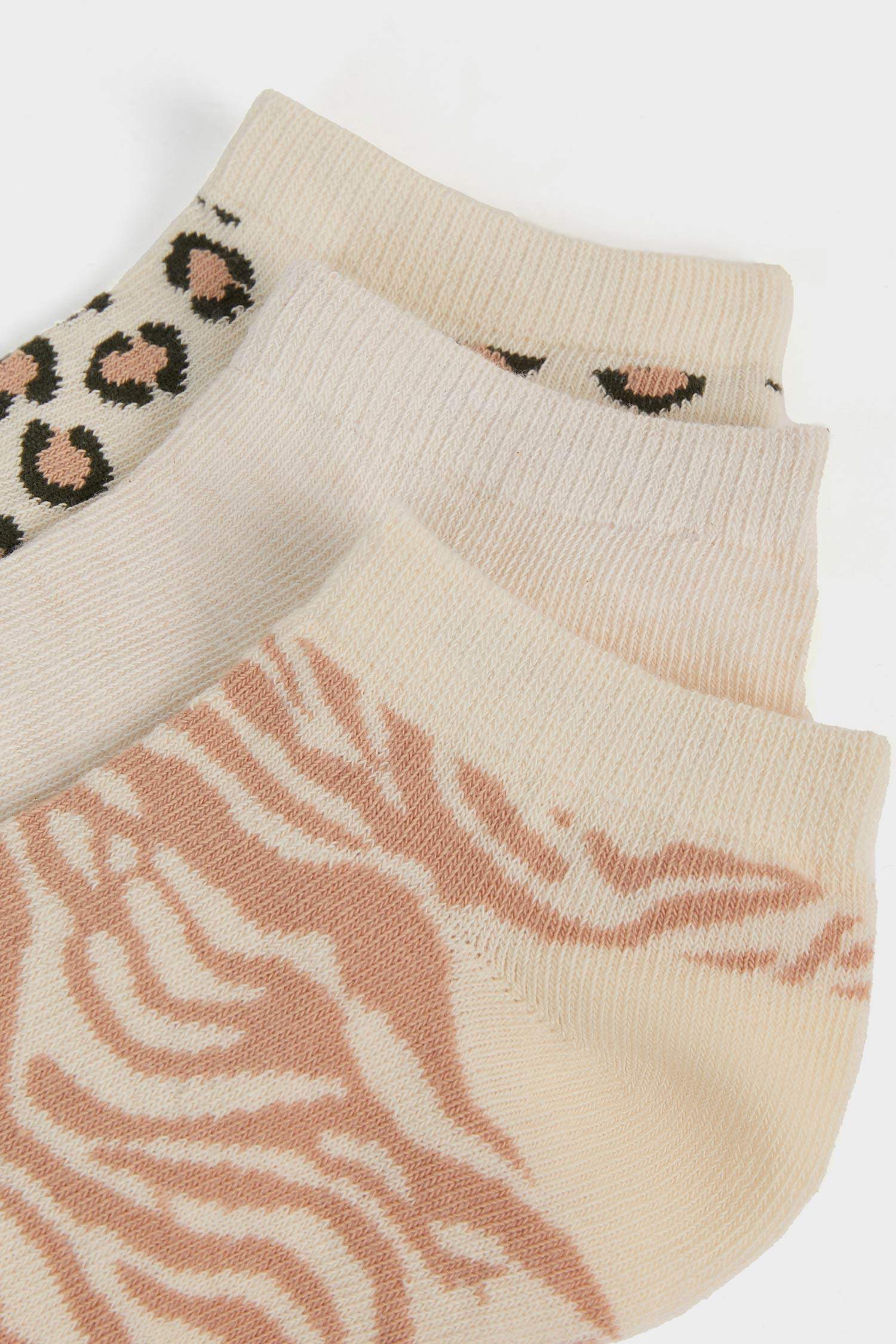 Woman Animal Print 3 Piece Cotton Ankle Socks