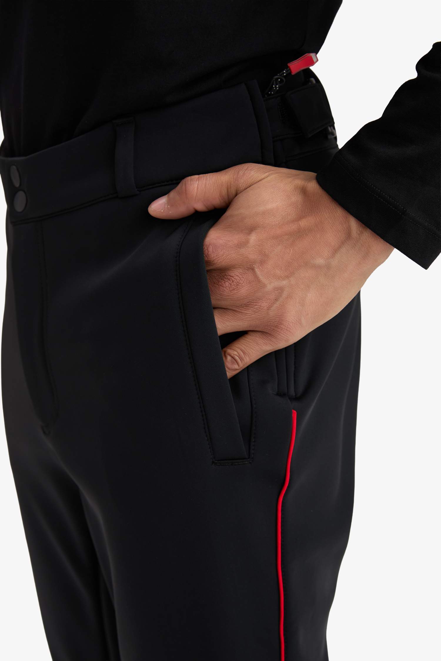 Regular Fit Fermuarlı Düz Paça Softshell Kayak Pantolonu