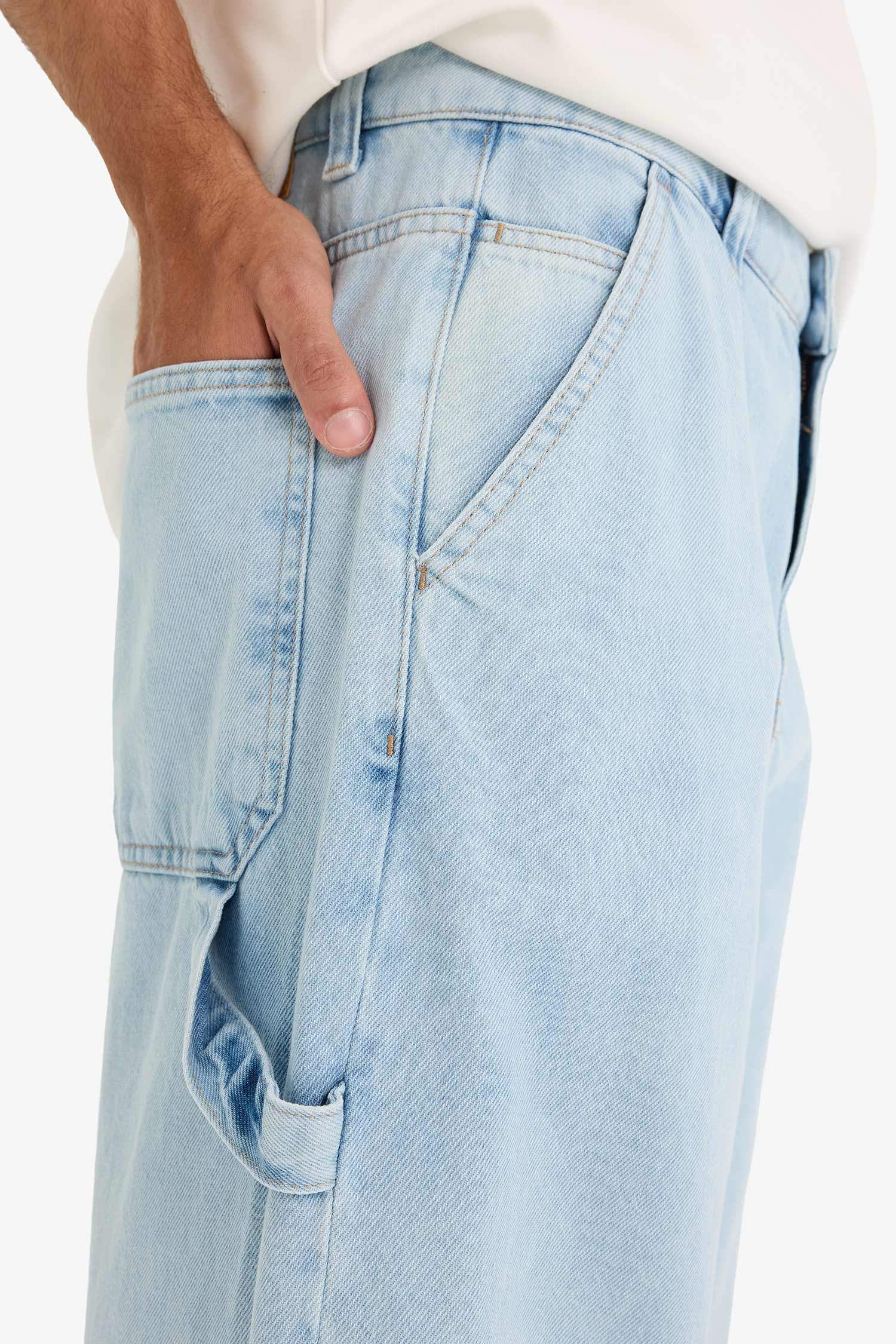 بنطرون جينز قطن وايد ليج برجل واسع