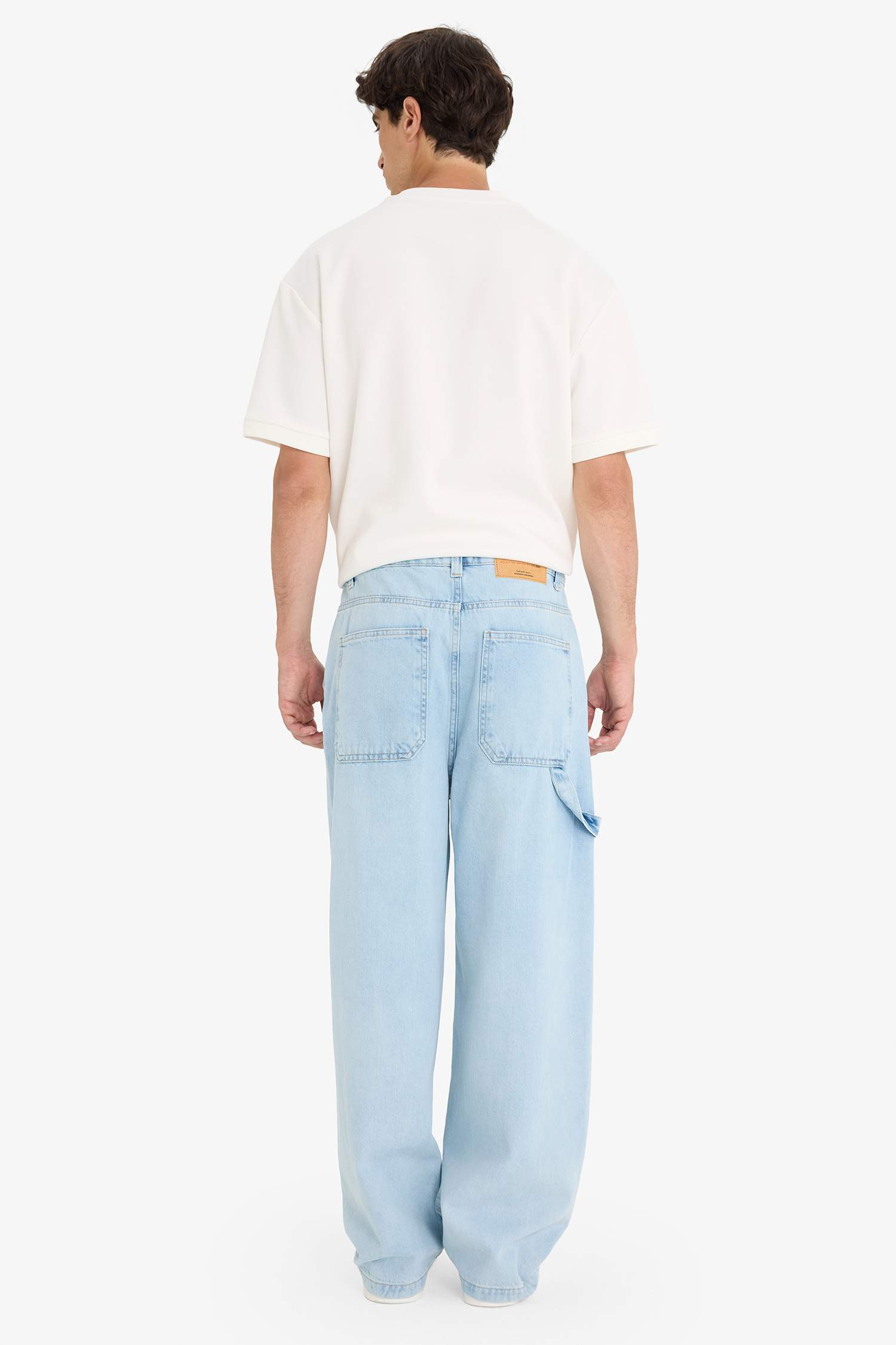 بنطرون جينز قطن وايد ليج برجل واسع