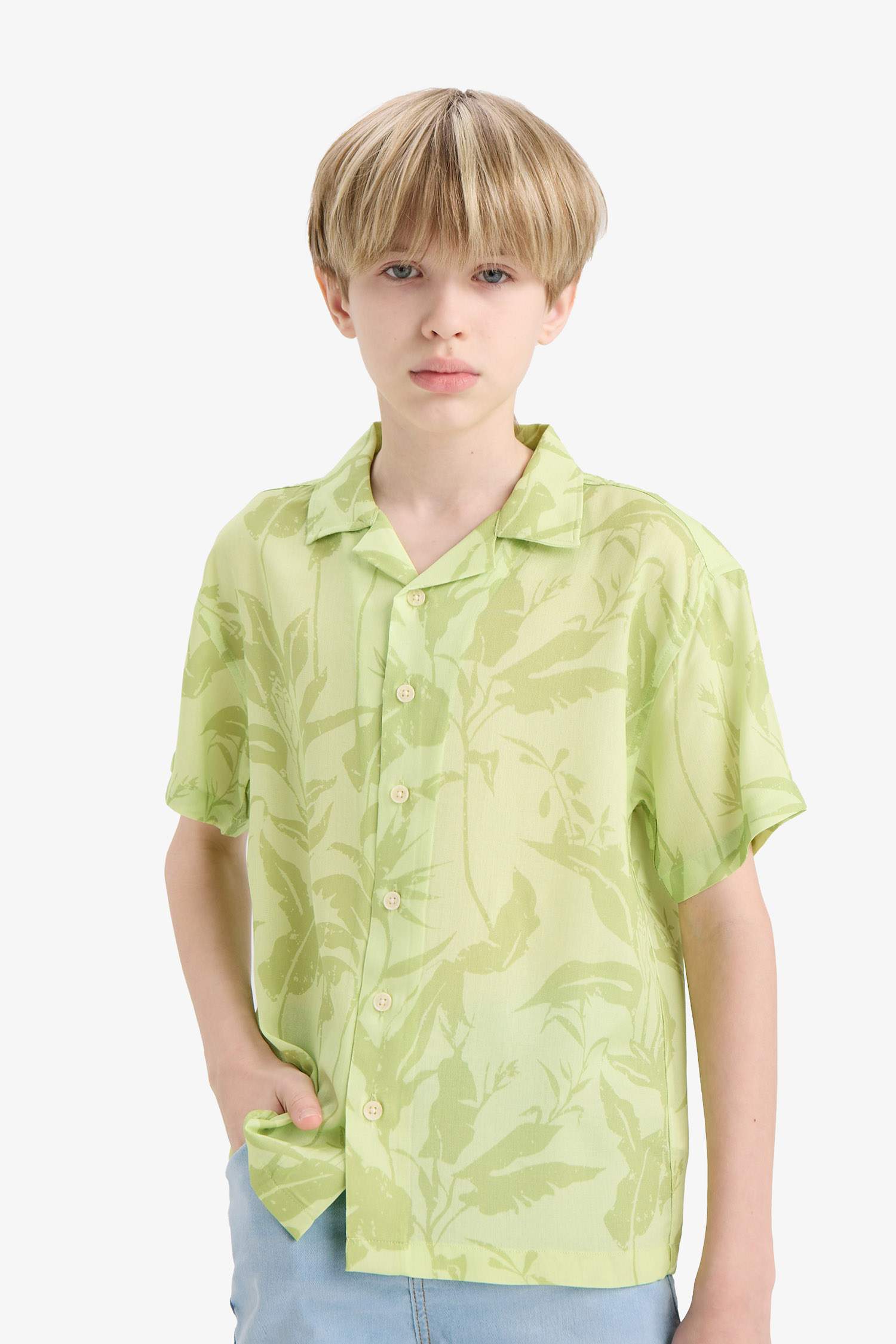 قميص بولو أخضر اولادي اوفر سايز فيسكوز