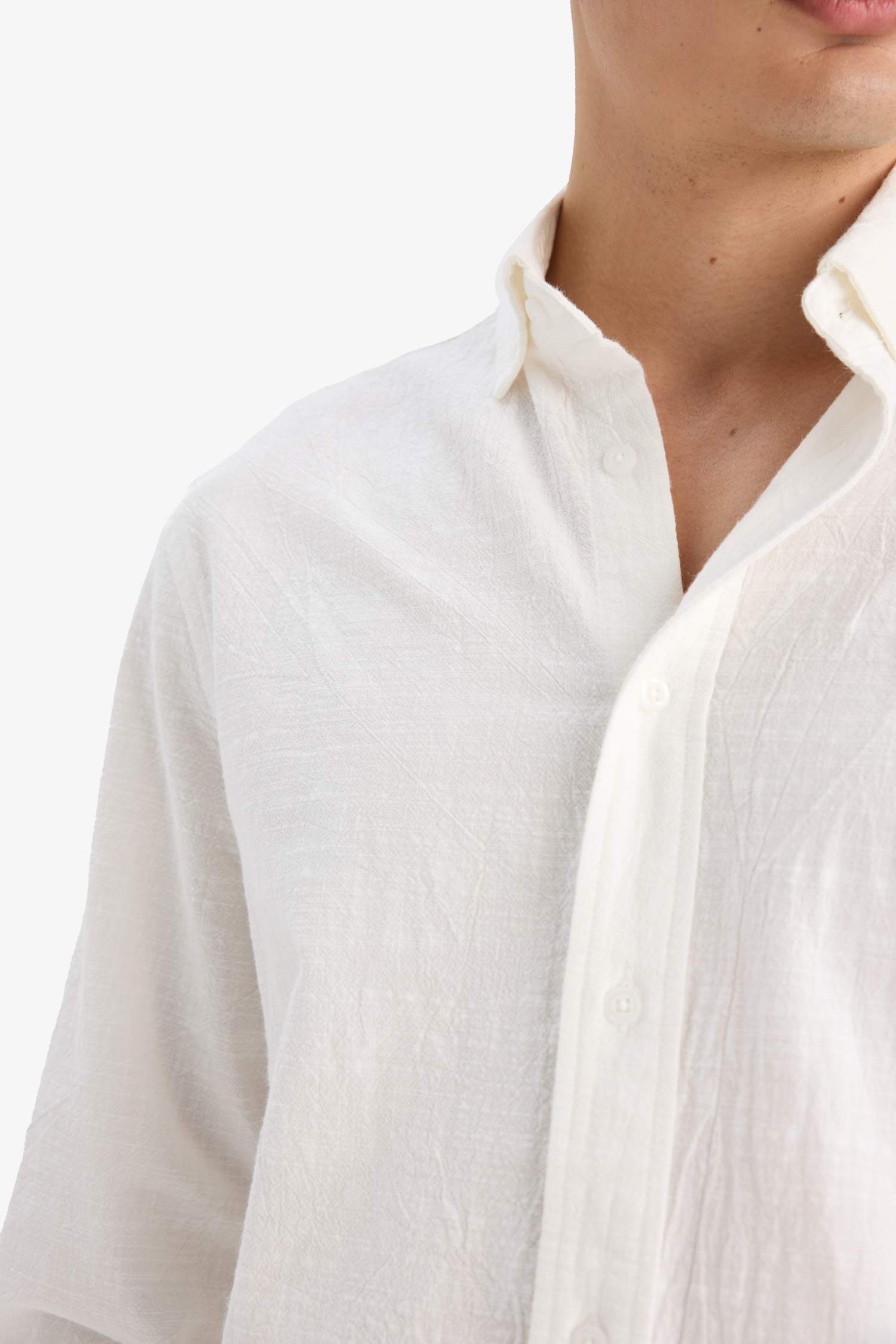 Рубашка с поло-воротником, из хлопка, с длинными рукавами, стандартного кроя