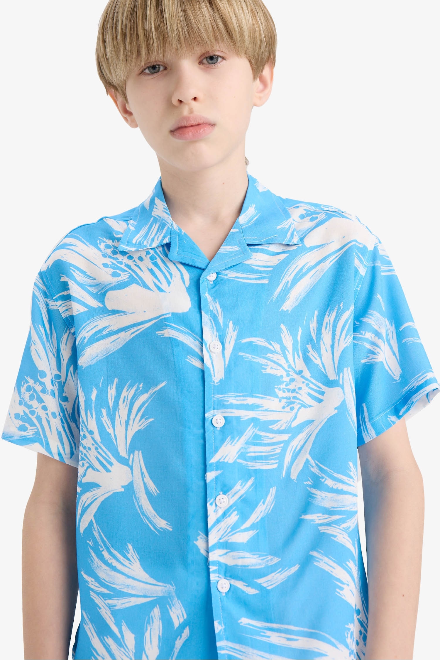 قميص نص ردن ولادي اوفر سايز فلورال فيسكوز