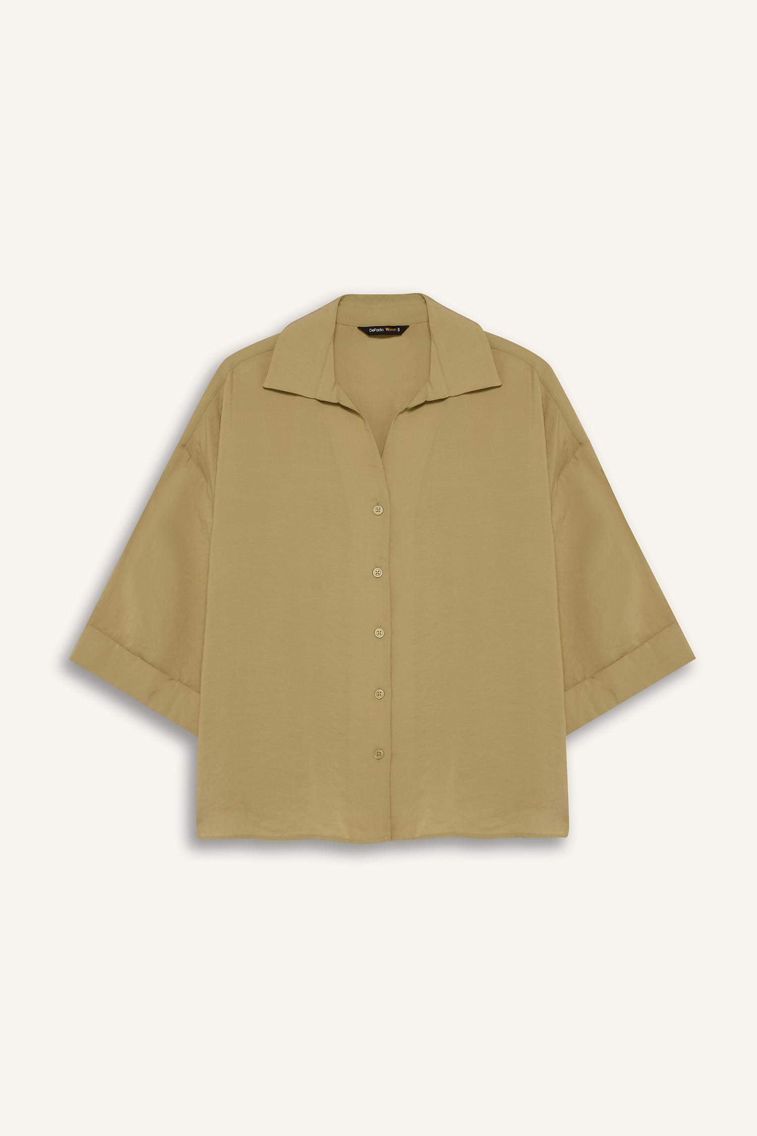 Oversize Geniş Kalıp Modal Yarım Kollu Gömlek