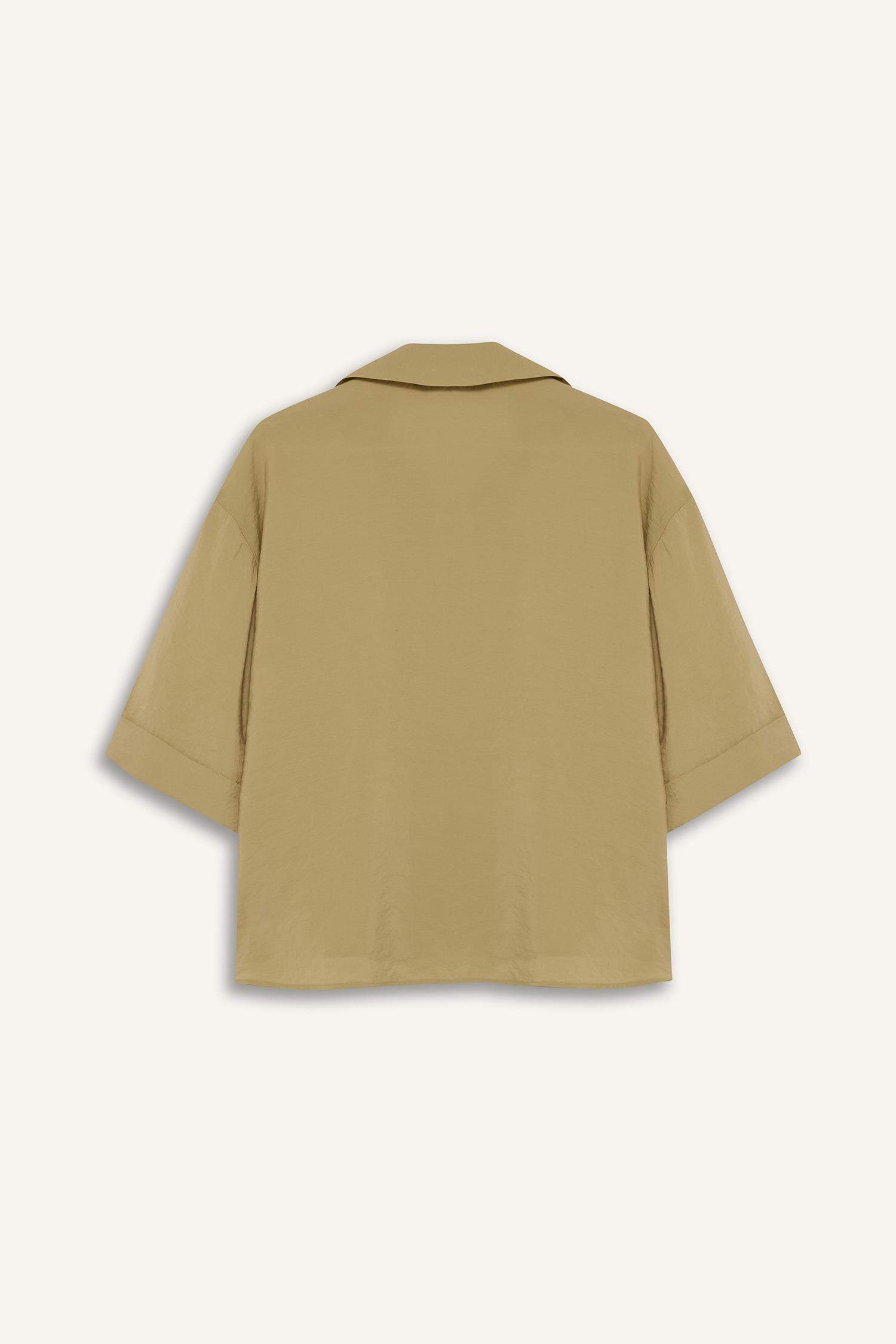 Oversize Geniş Kalıp Modal Yarım Kollu Gömlek