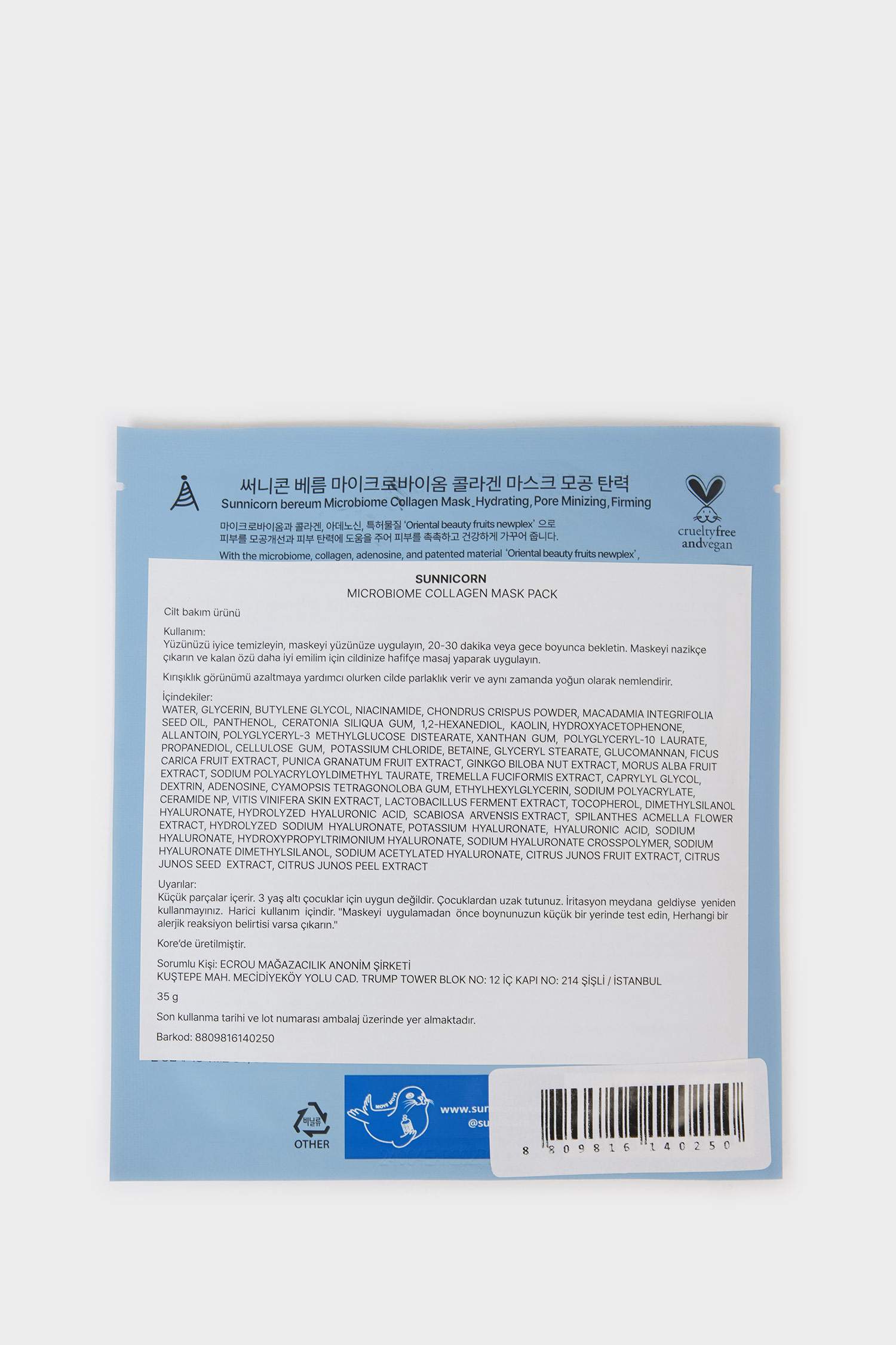 Sunnicorn Melting Collagen Face Mask 35ml – Kolajen Bakımı & Cilt Yenileyici Maske